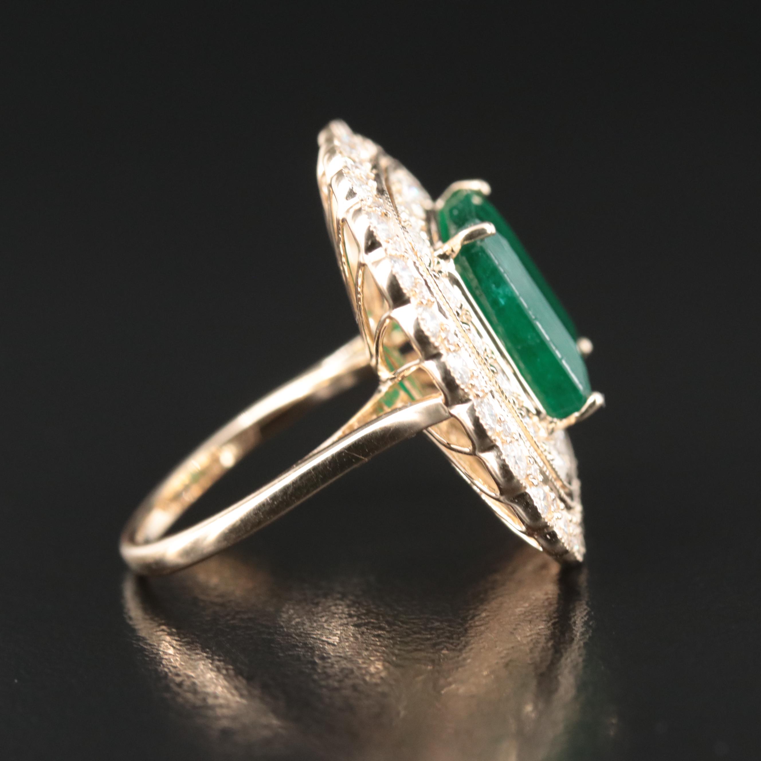 Ellanza 14K 6.57 CT Emerald and 2.27 CTW Diamond Ring