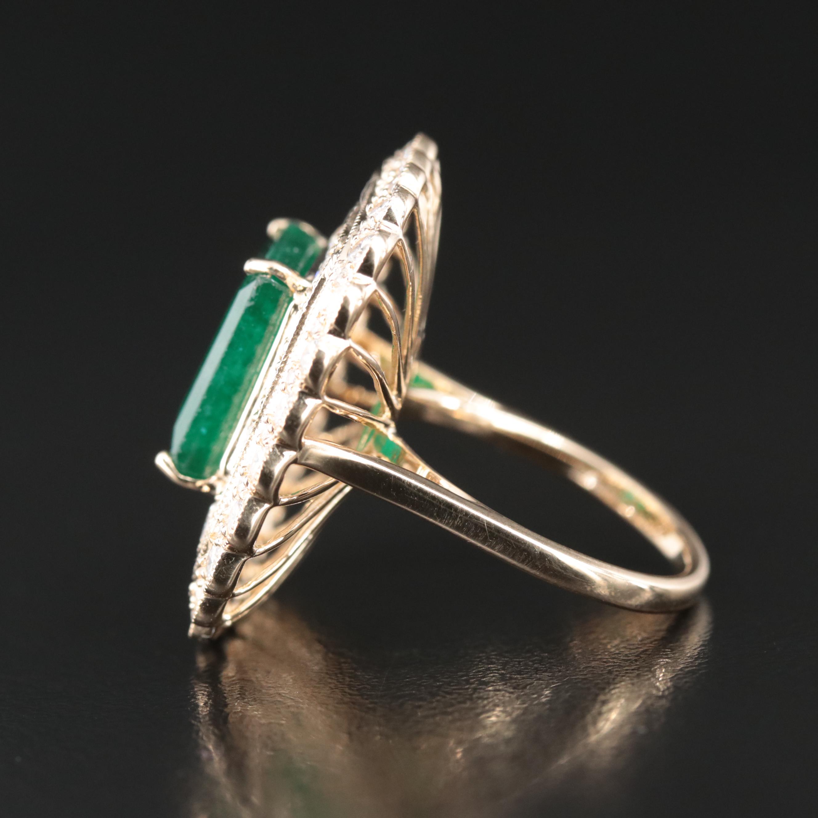 Ellanza 14K 6.57 CT Emerald and 2.27 CTW Diamond Ring
