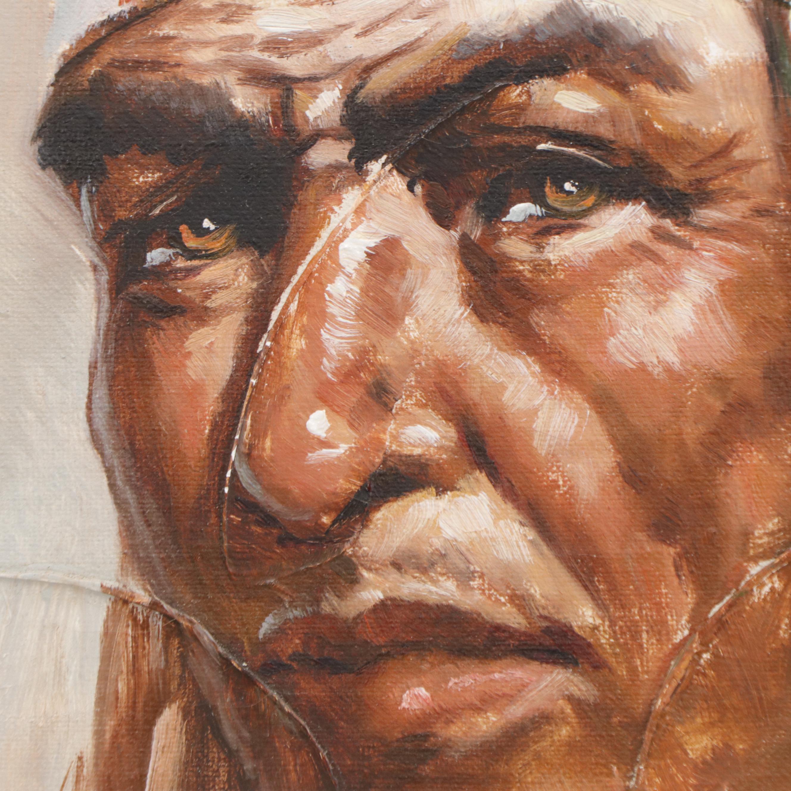 Portrait Oil Painting of Native American Chief