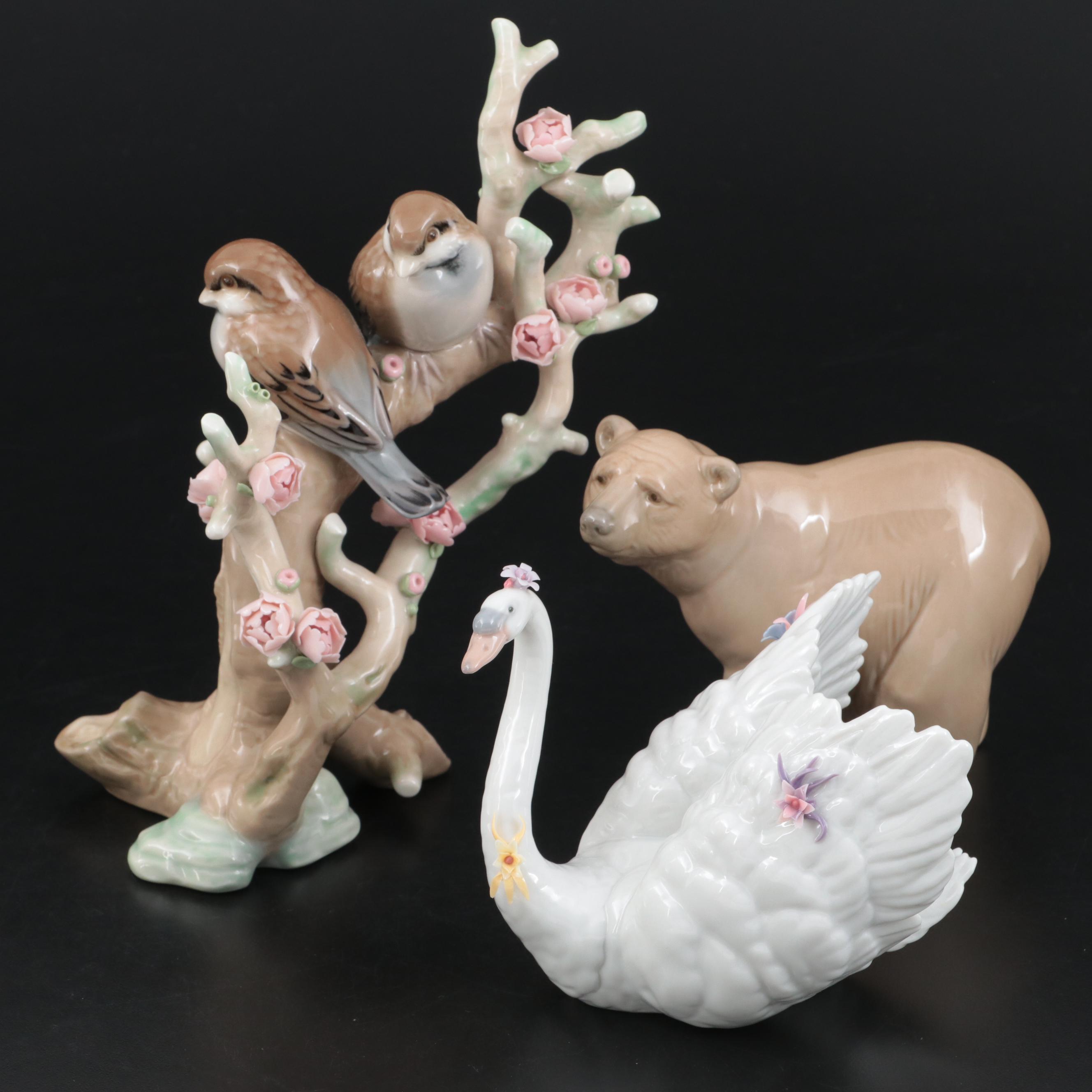 Lladró "Birds Resting" and Other Lladró Porcelain Figurines