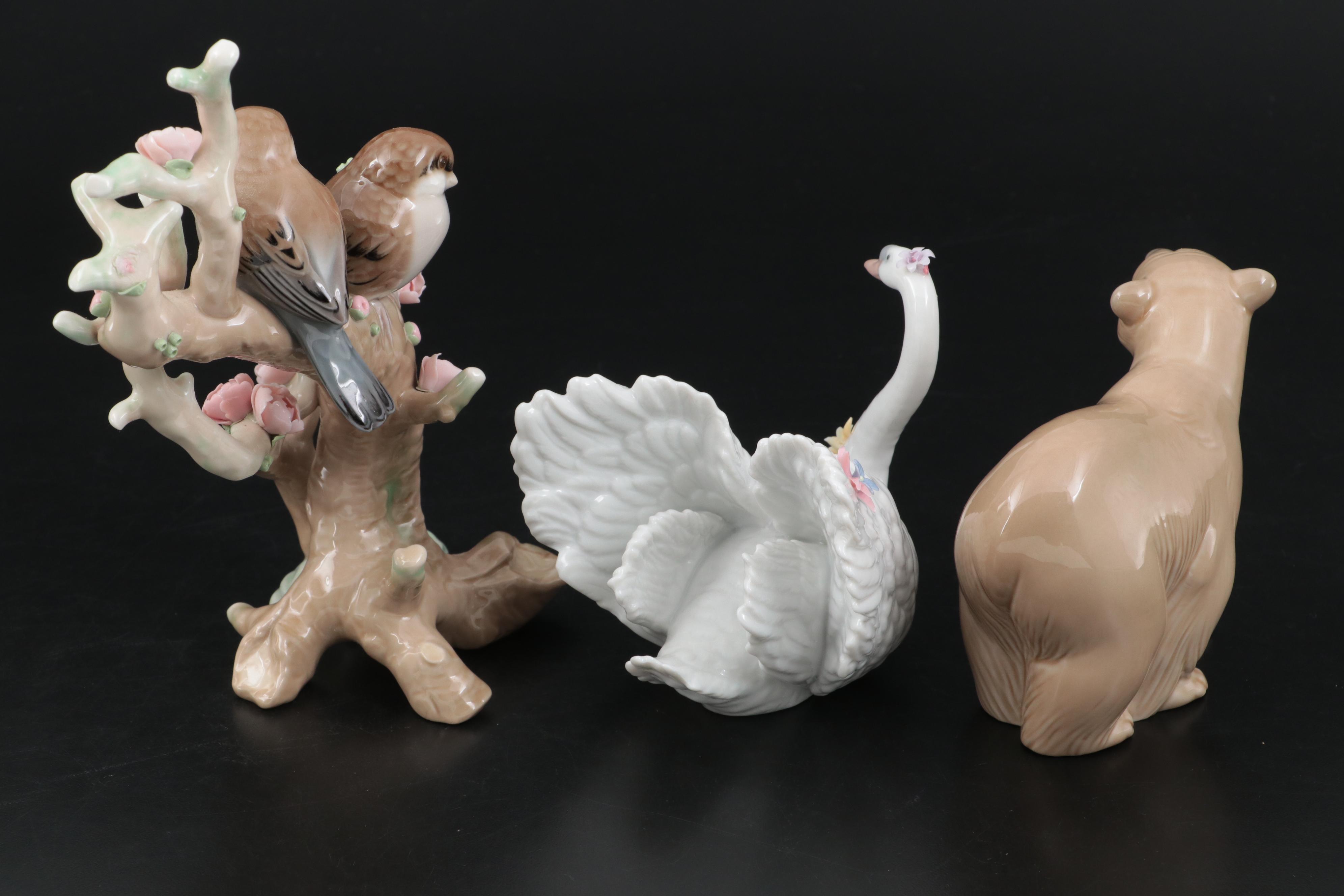Lladró "Birds Resting" and Other Lladró Porcelain Figurines