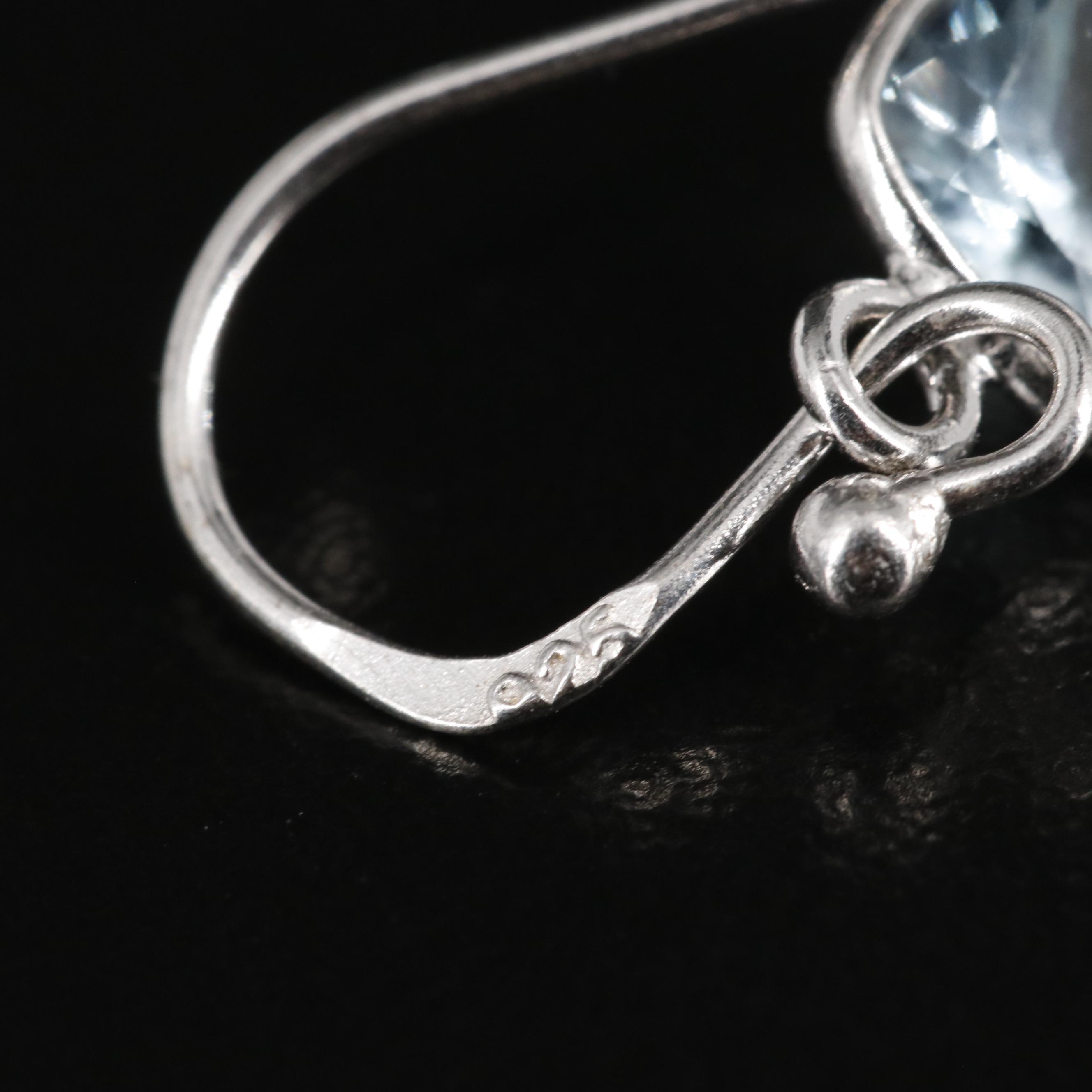 Sterling Blue Topaz Square Drop Earrings