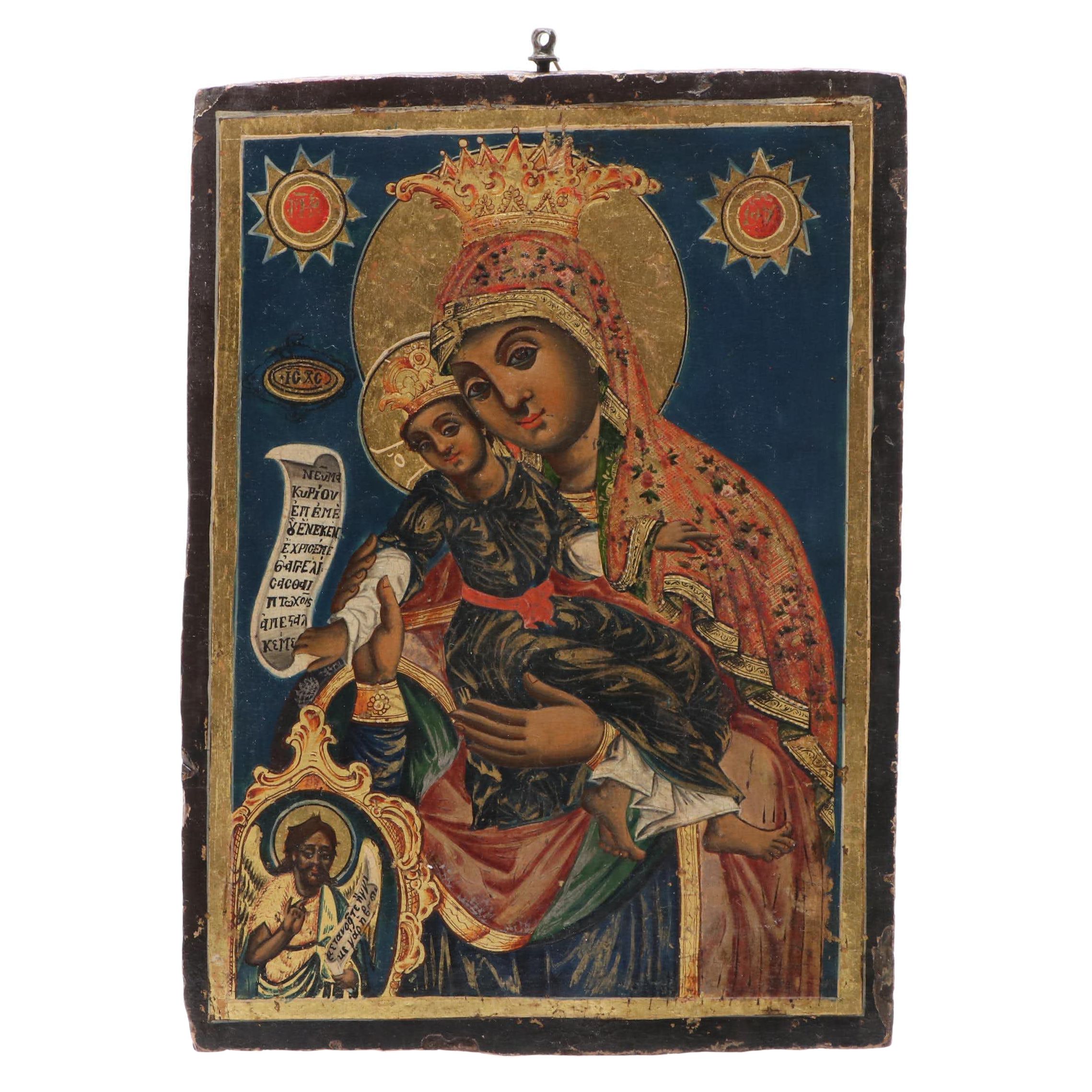 Greek Orthodox Mother of God Icon, 20th Century
