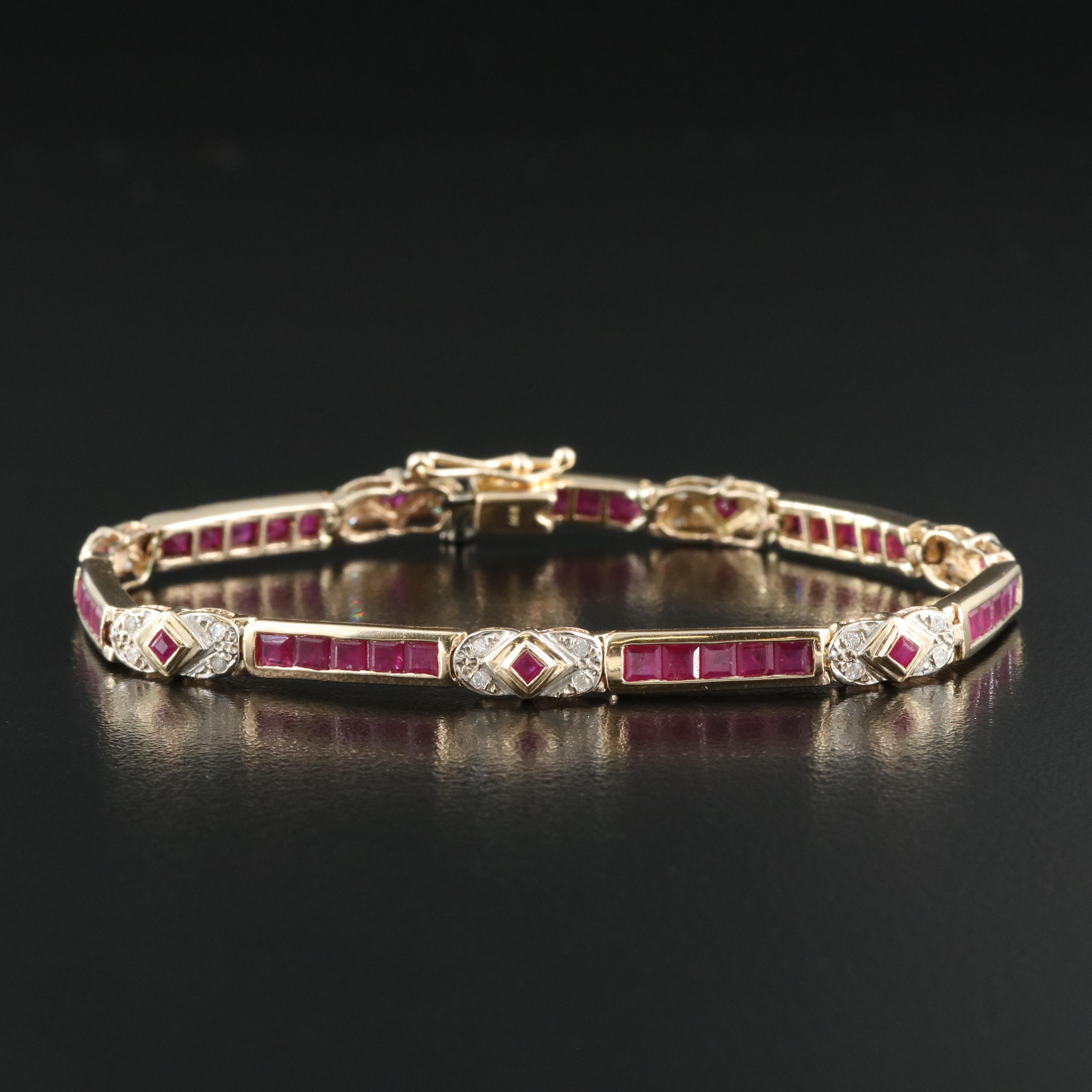 14K Ruby and 0.25 CTW Diamond Bracelet | EBTH