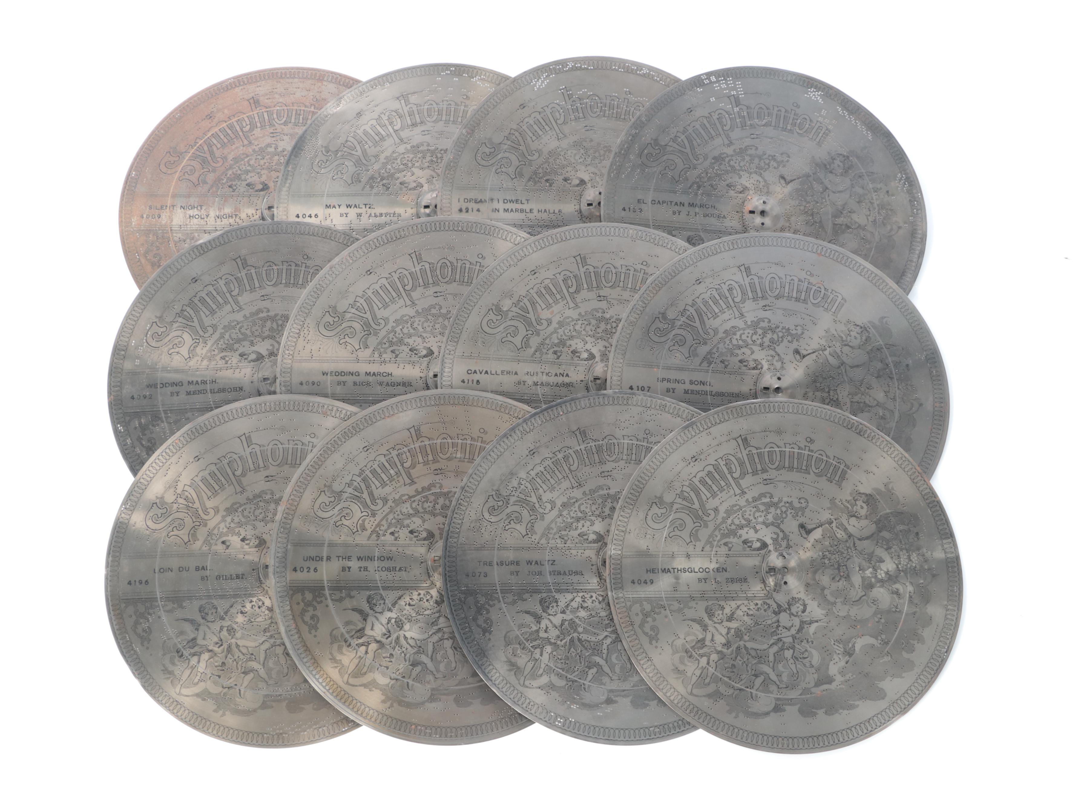 Symphonion Mfg Co. Disc Music Box With Discs, Early 20th Century