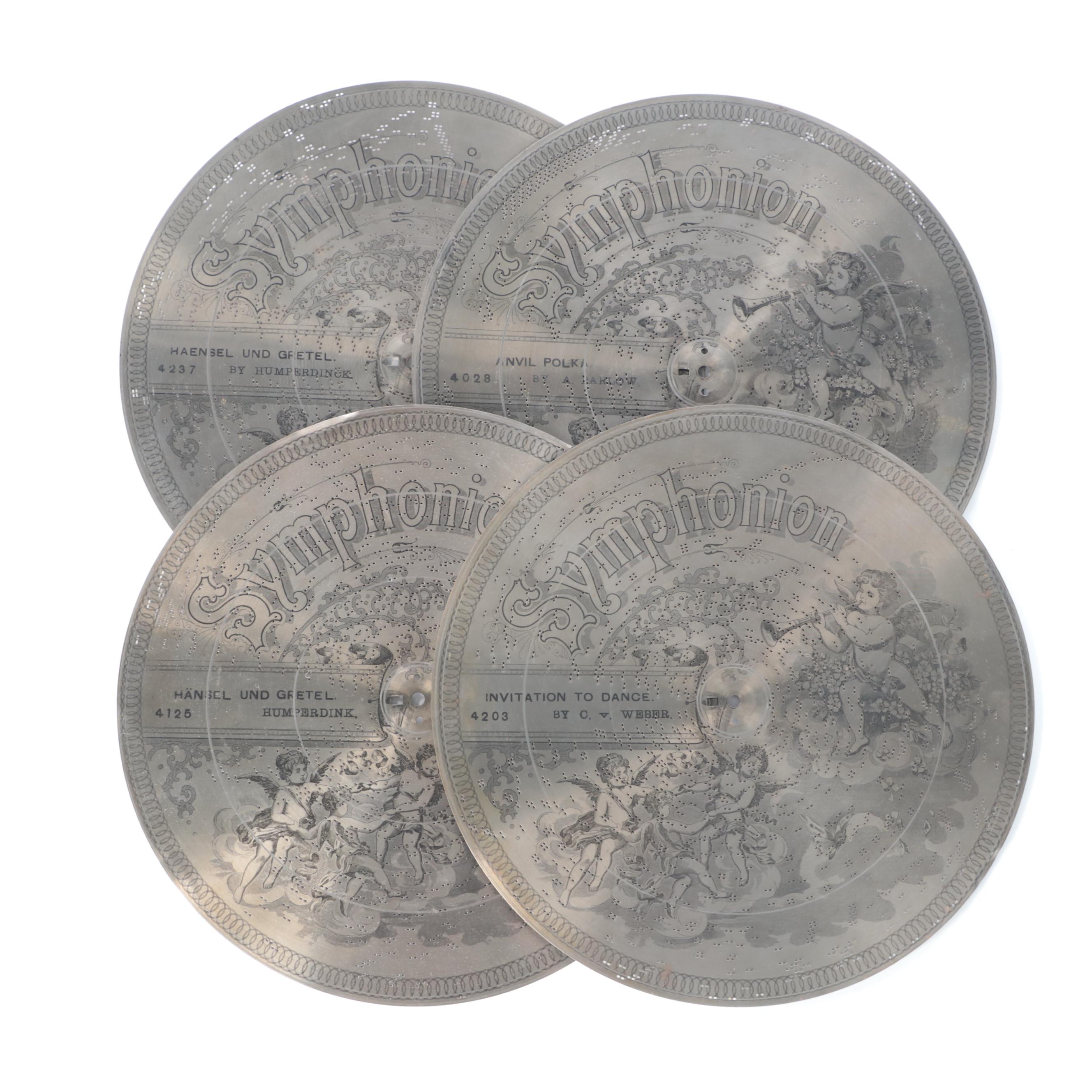 Symphonion Mfg Co. Disc Music Box With Discs, Early 20th Century