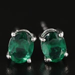 Sterling Emerald Oval Stud Earrings