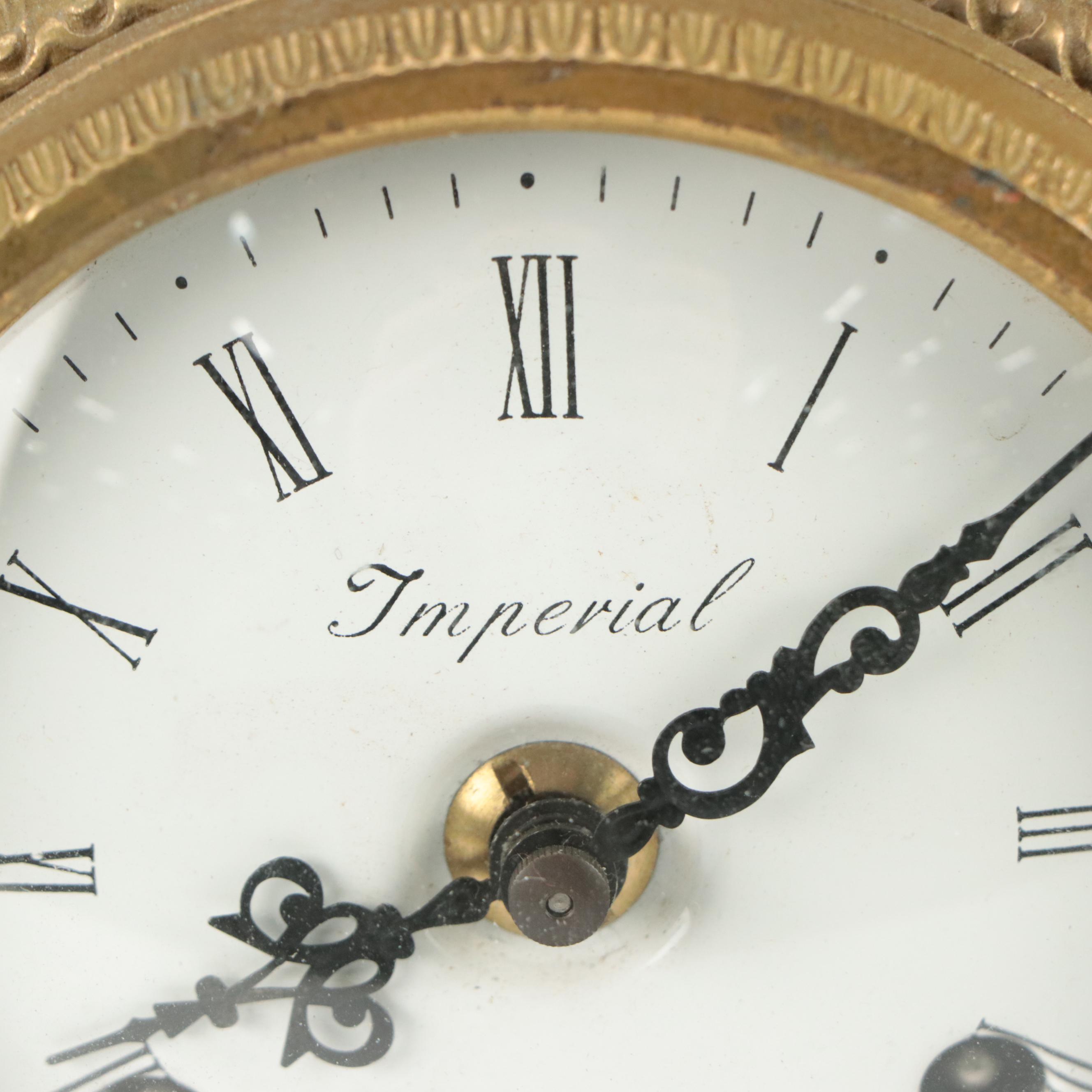 Imperial Neoclassical Style Bronze Cherub and Marble Mantel Clock