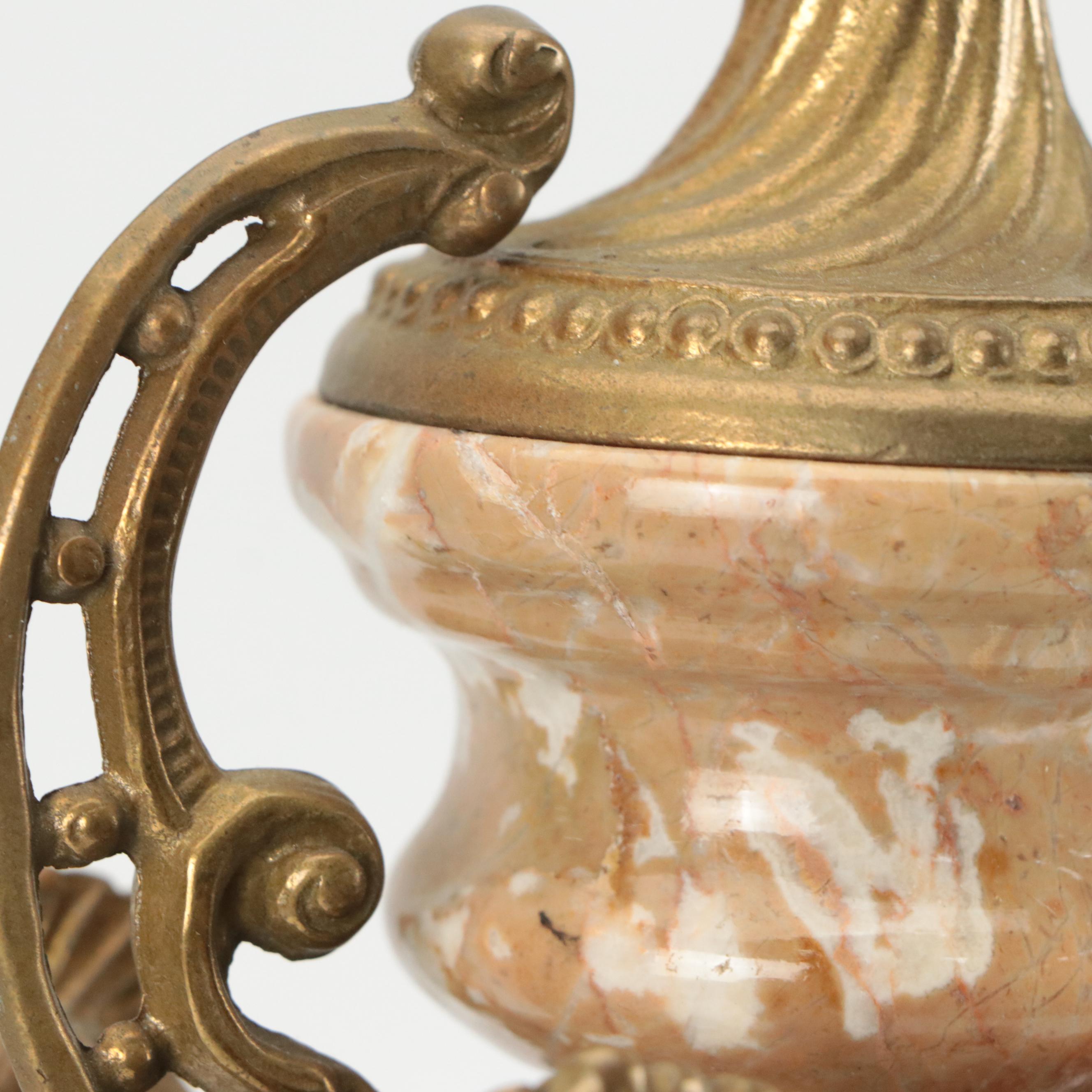 Imperial Neoclassical Style Bronze Cherub and Marble Mantel Clock