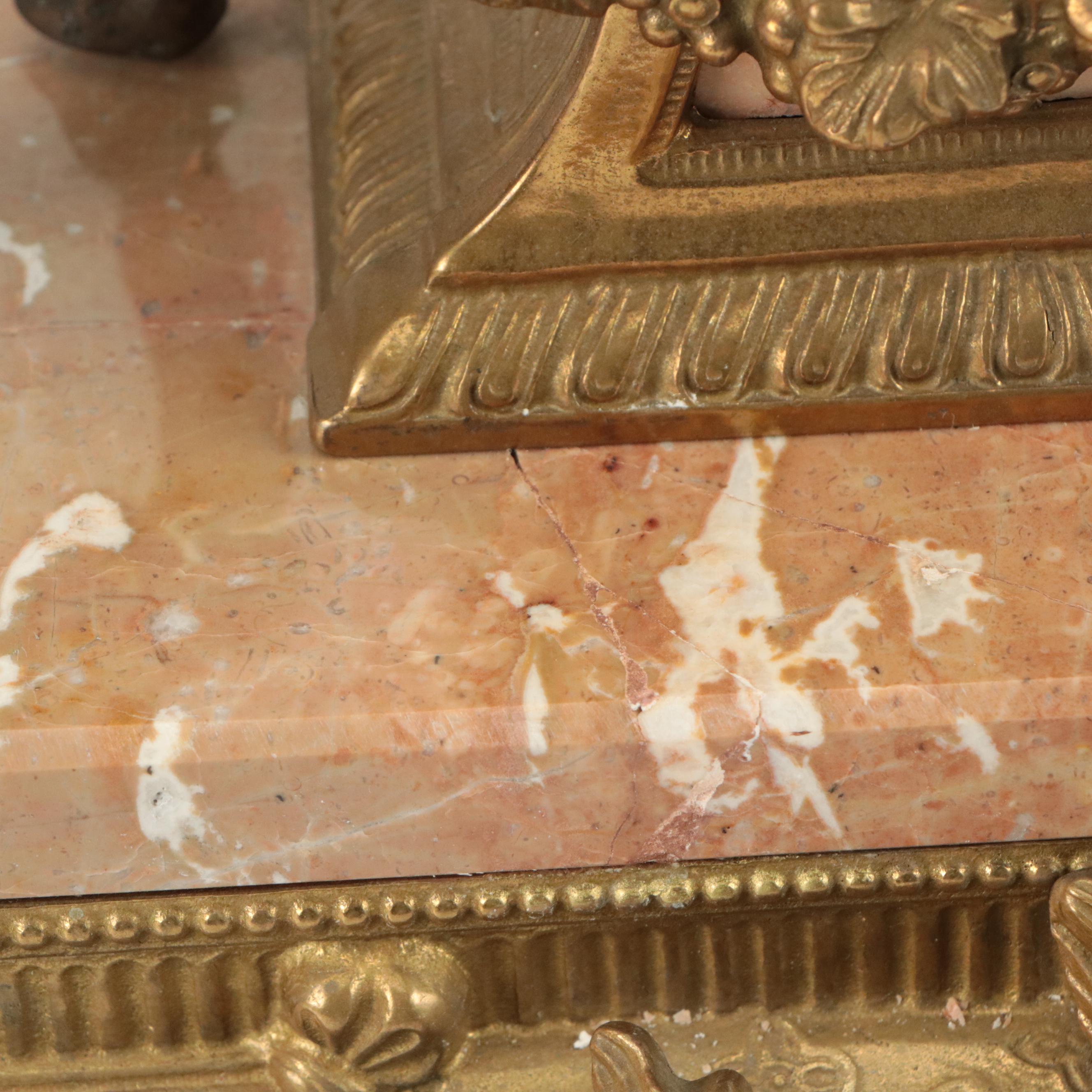 Imperial Neoclassical Style Bronze Cherub and Marble Mantel Clock