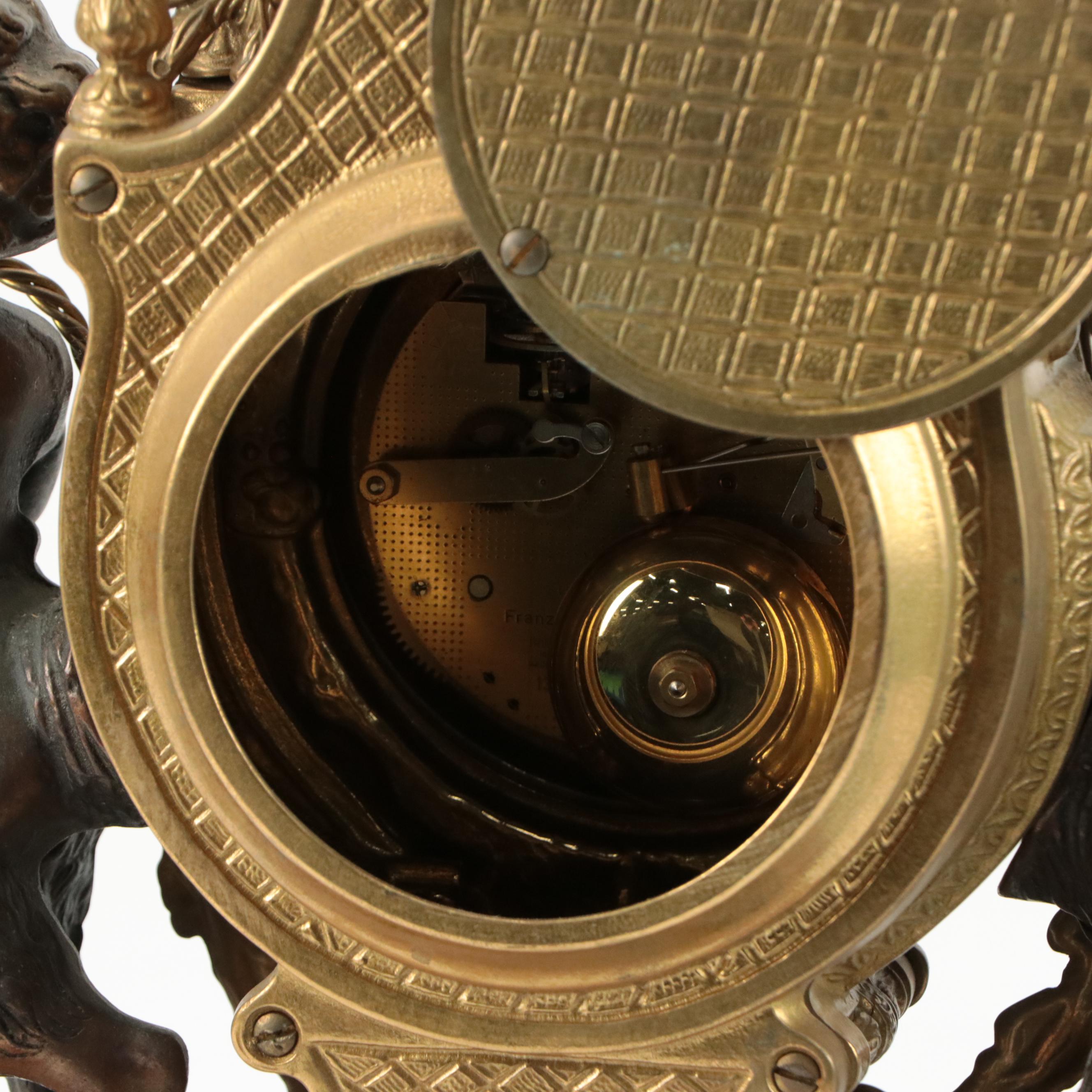 Imperial Neoclassical Style Bronze Cherub and Marble Mantel Clock