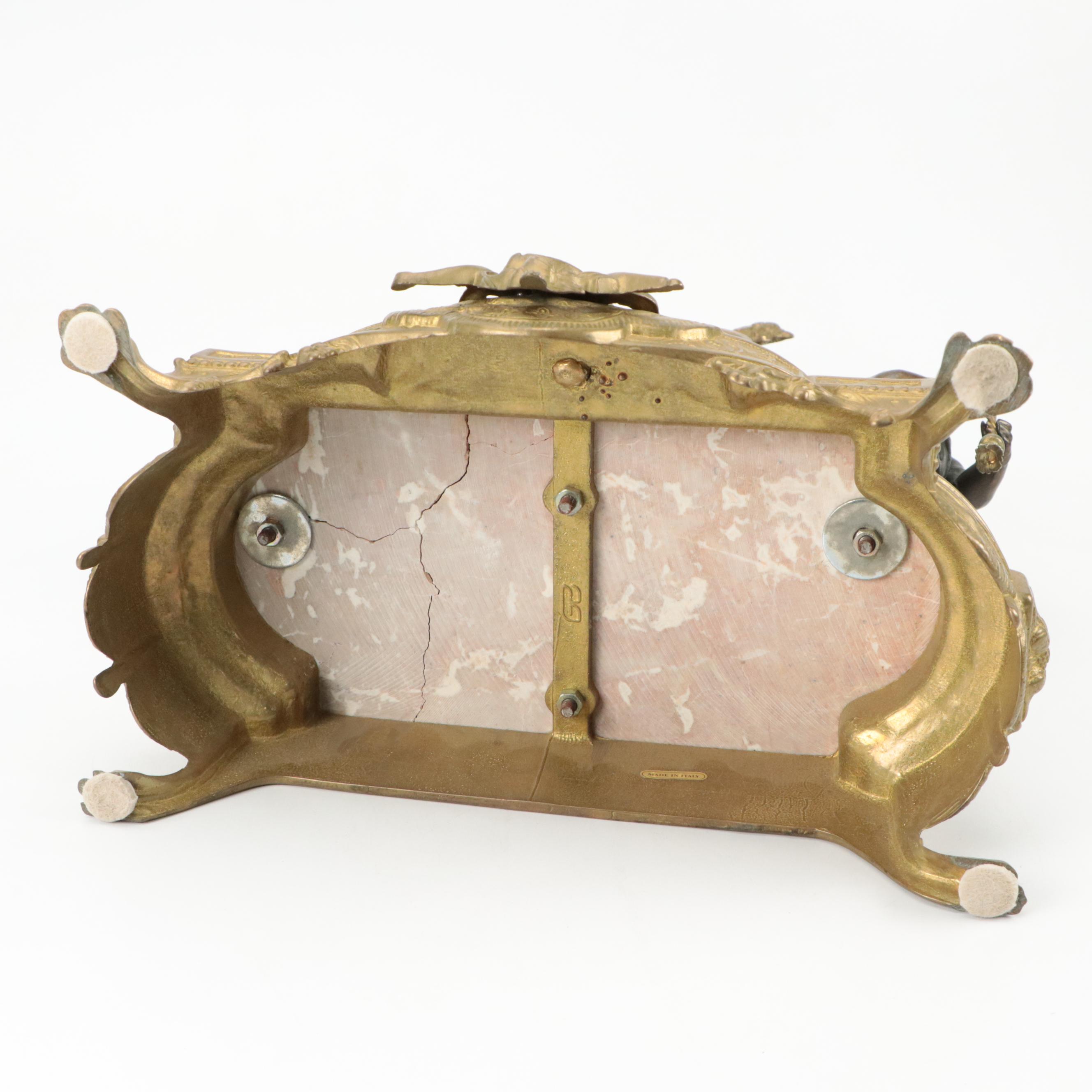 Imperial Neoclassical Style Bronze Cherub and Marble Mantel Clock