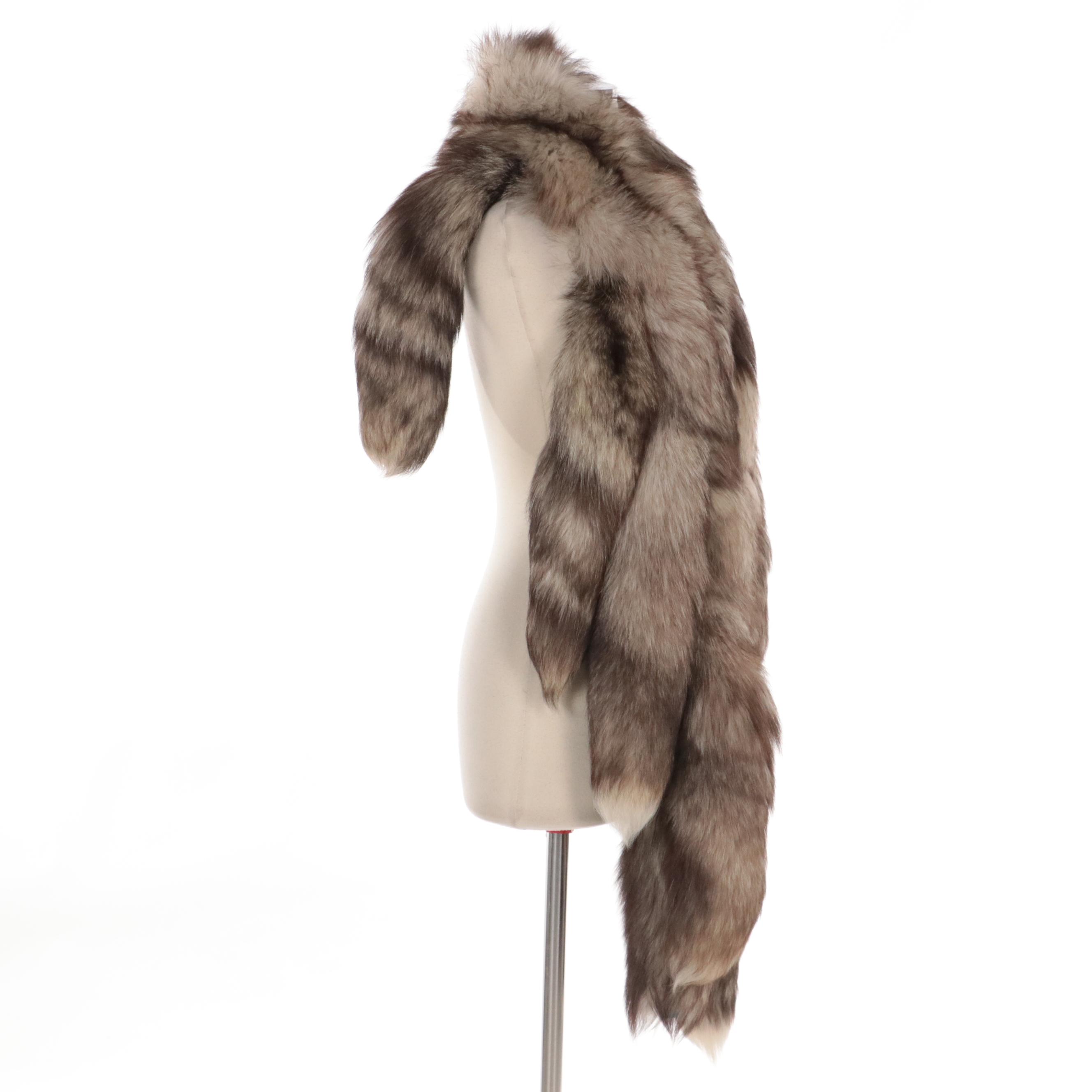 Crystal Fox Fur Boa Wrap with Tails
