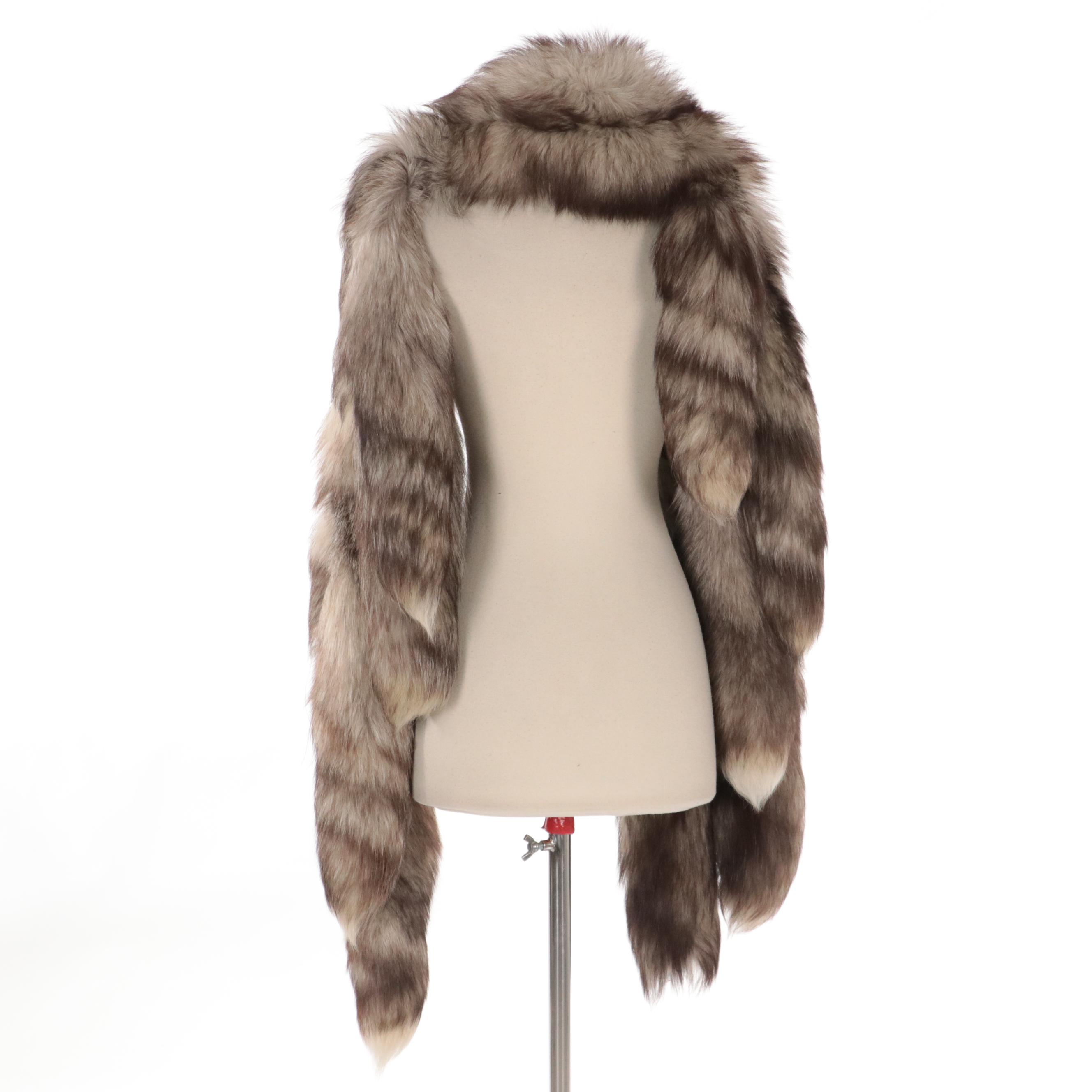 Crystal Fox Fur Boa Wrap with Tails