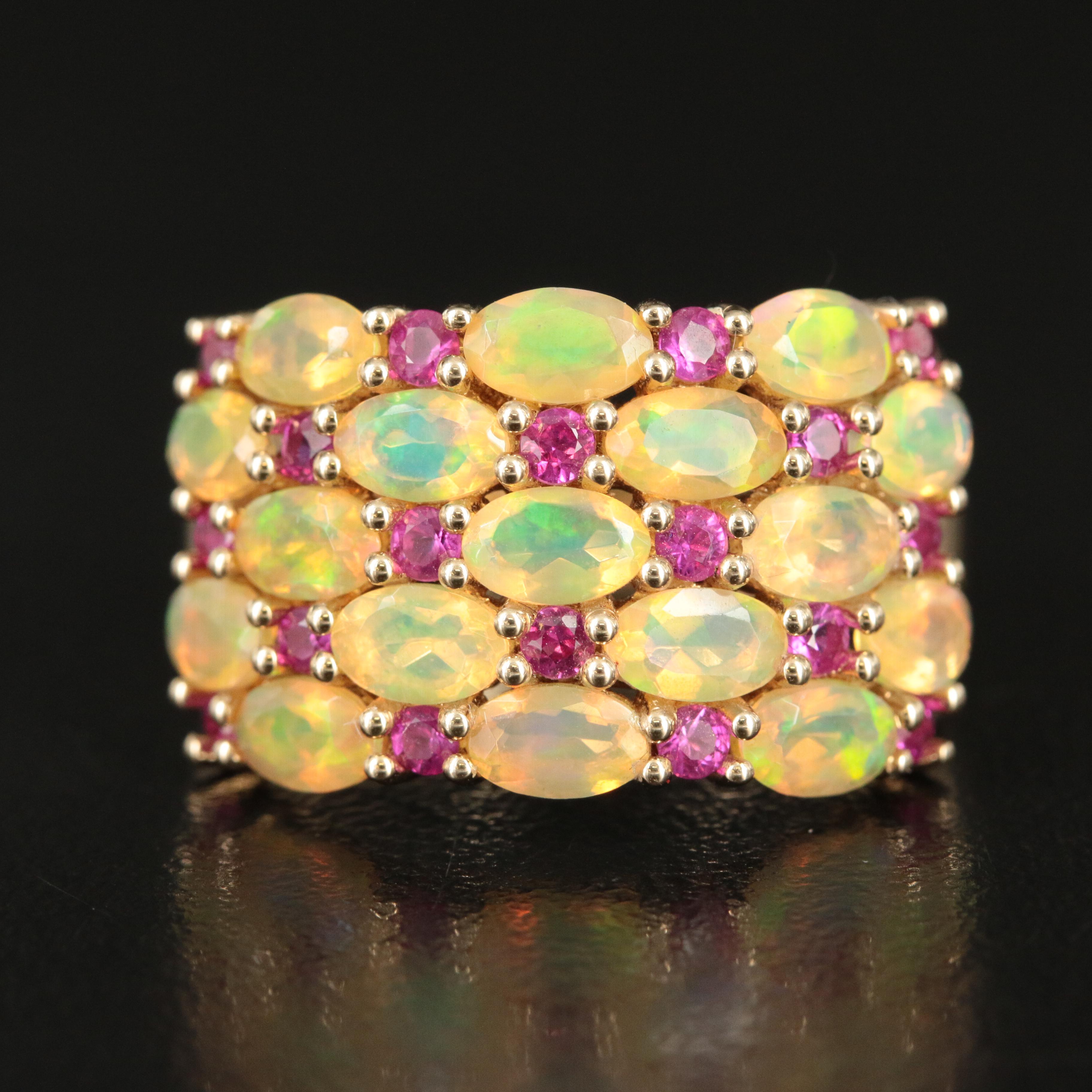 14K Opal and Ruby Ring