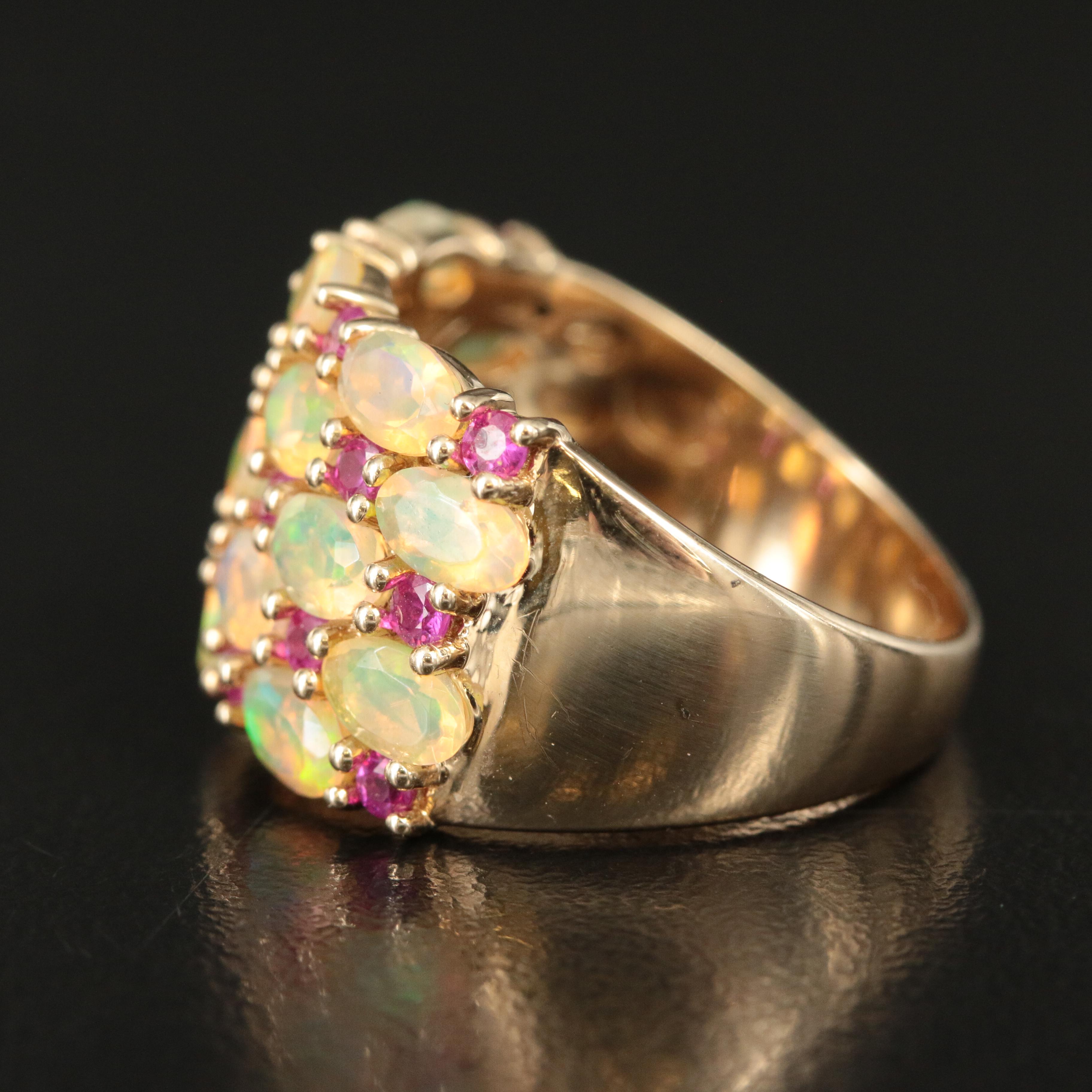 14K Opal and Ruby Ring