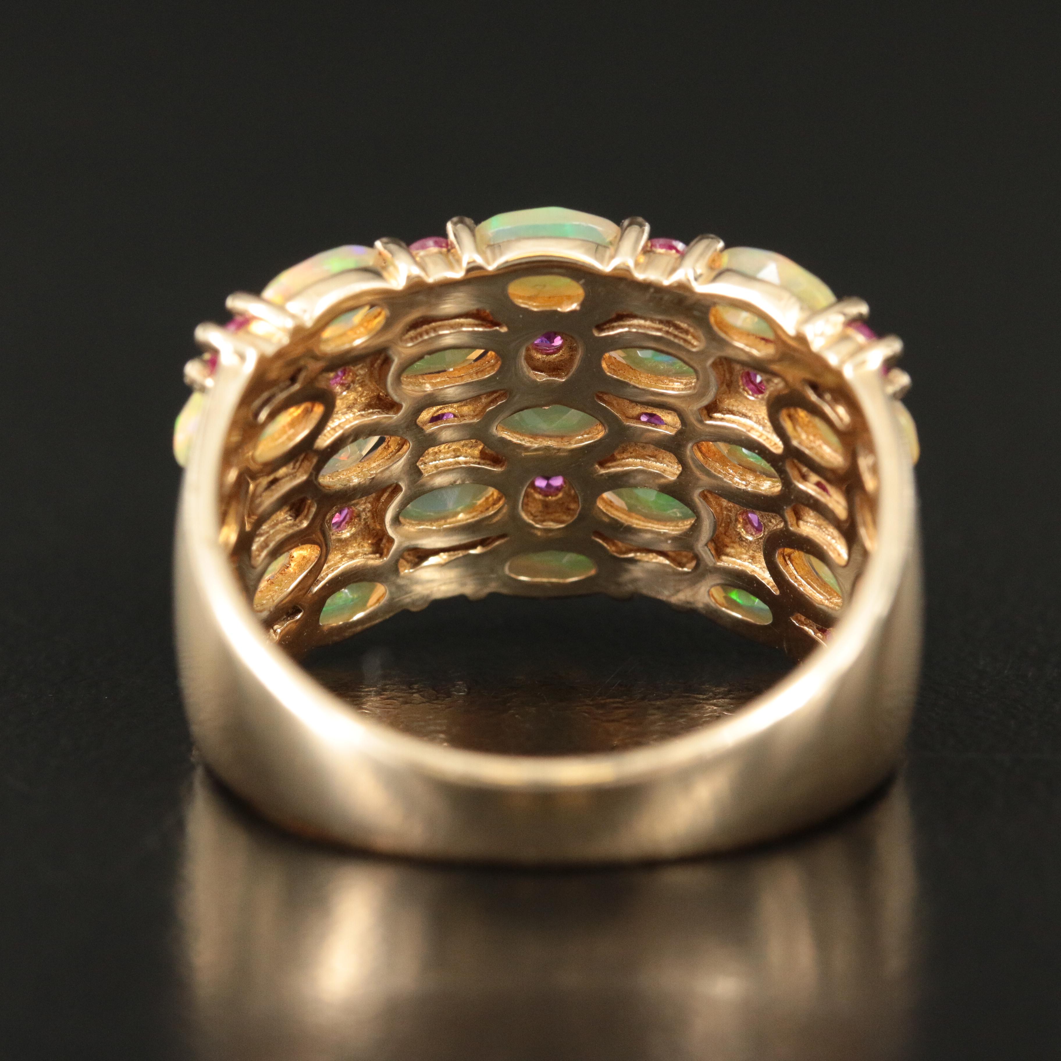 14K Opal and Ruby Ring