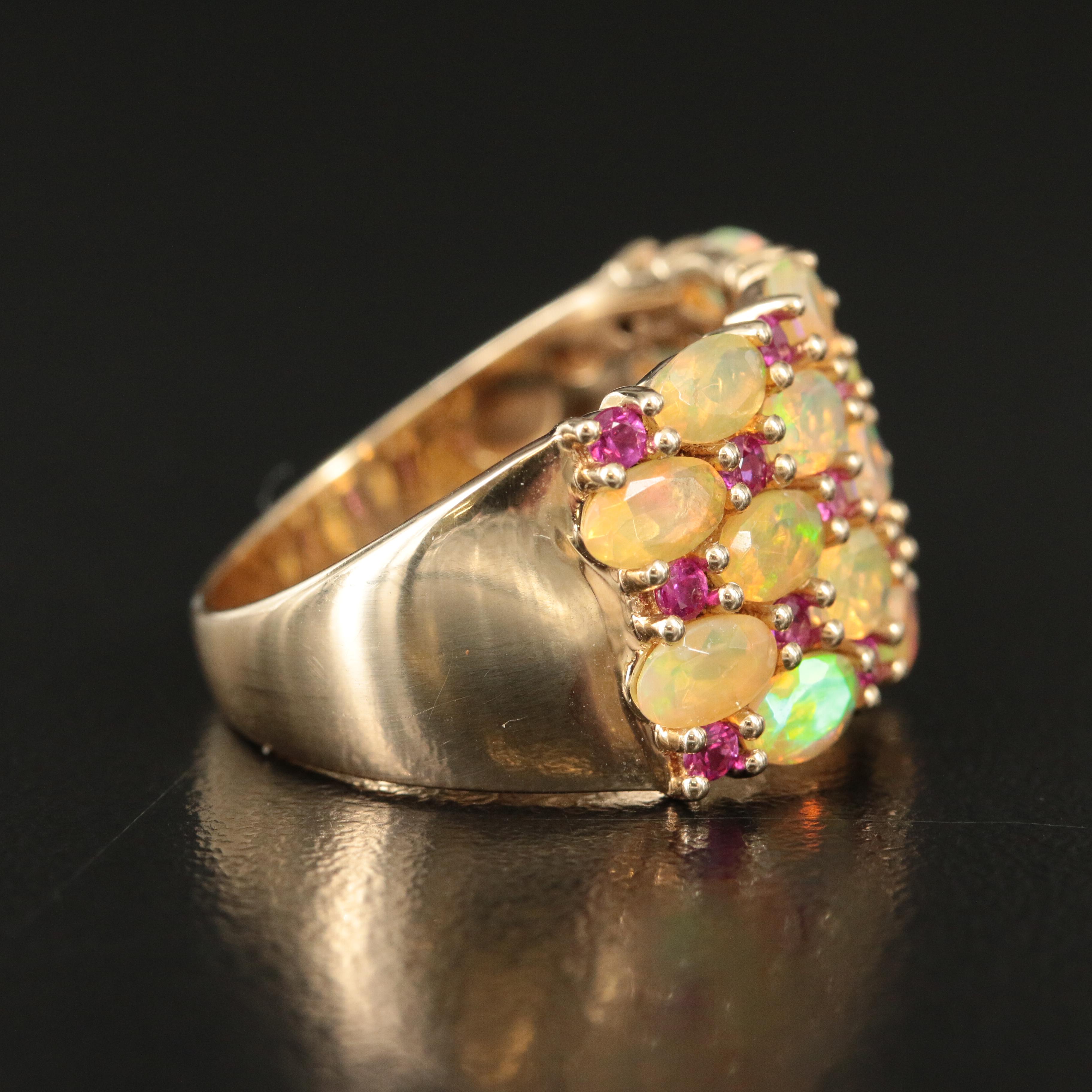 14K Opal and Ruby Ring