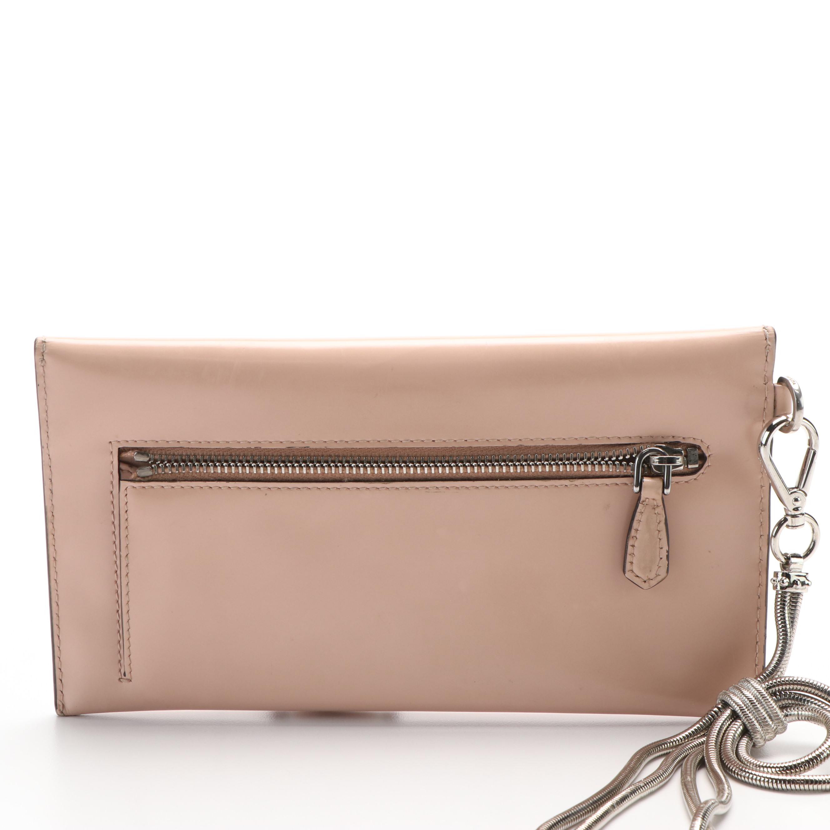 Prada Envelope Logo Spazzolato Leather Clutch