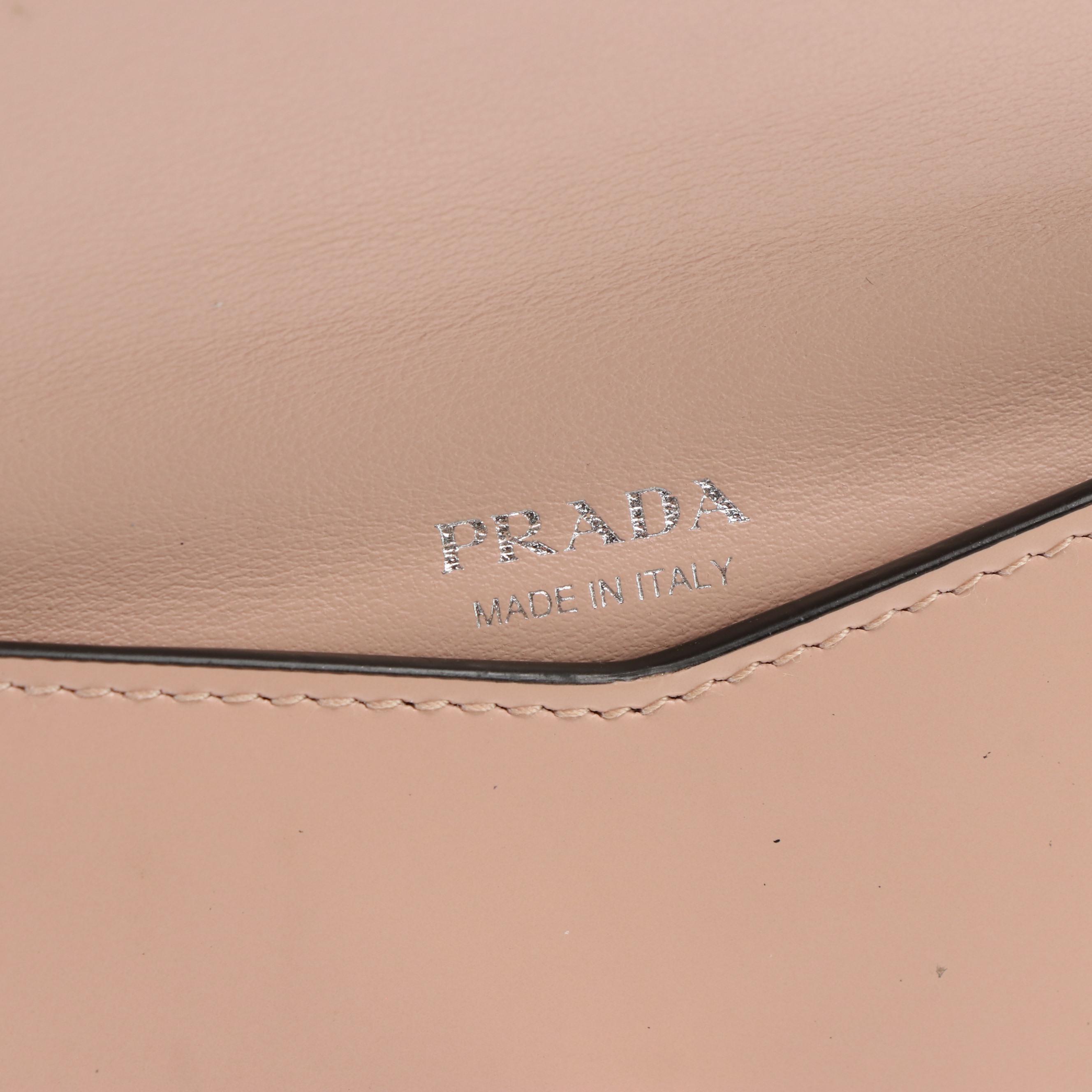 Prada Envelope Logo Spazzolato Leather Clutch