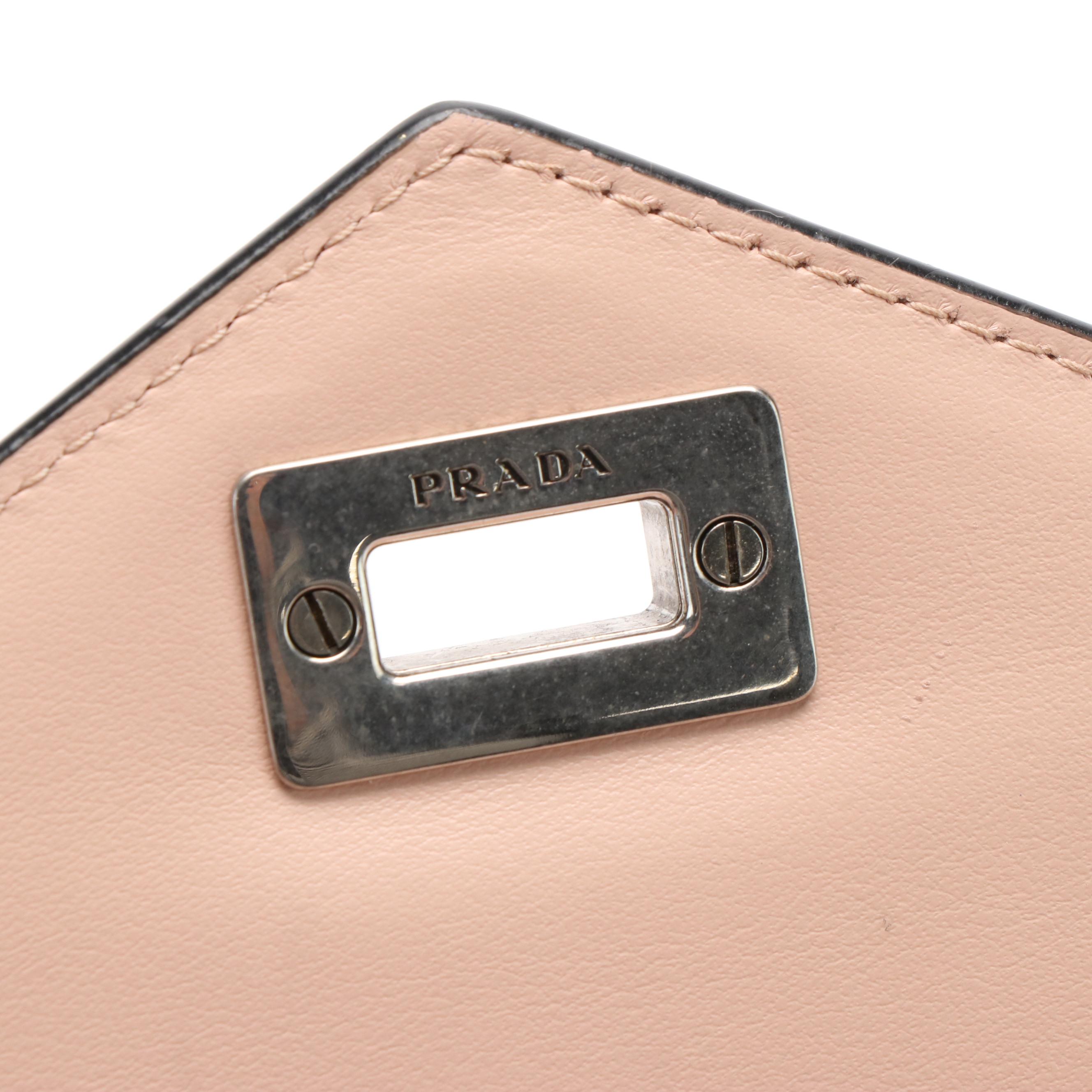 Prada Envelope Logo Spazzolato Leather Clutch