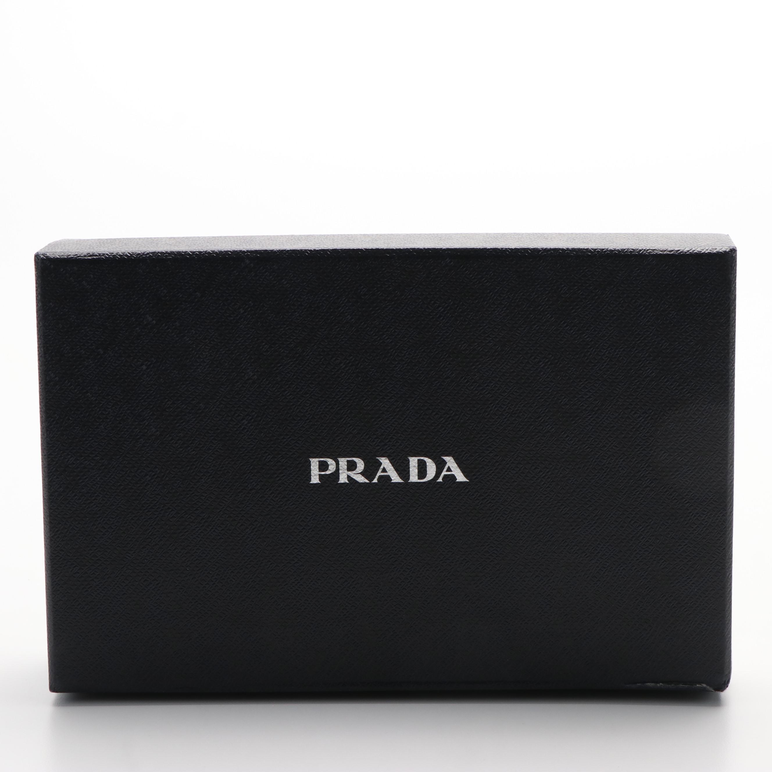 Prada Envelope Logo Spazzolato Leather Clutch