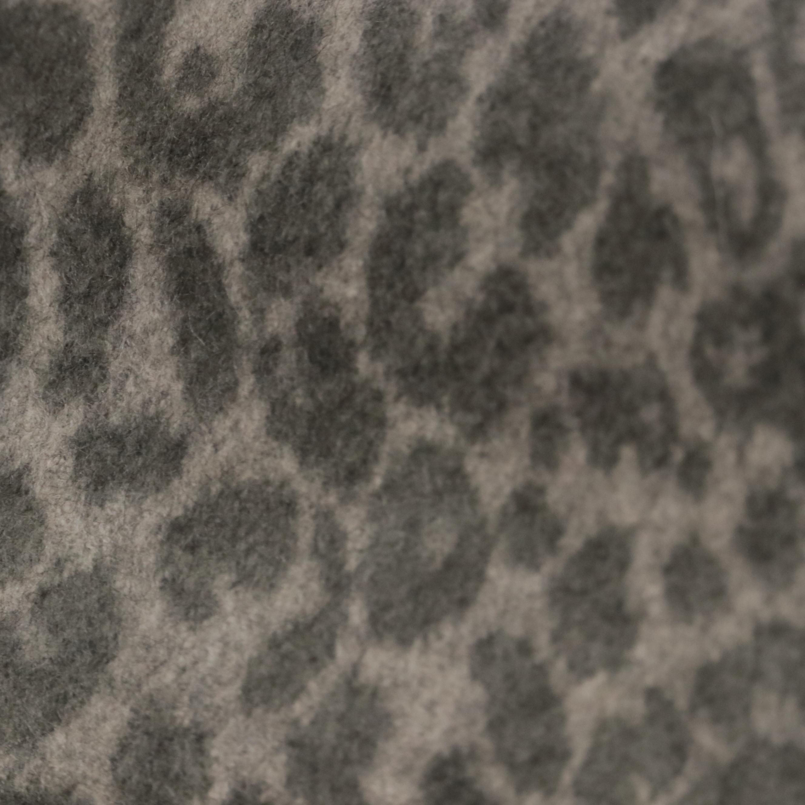 Reversible Cashmere Print Scarf Wrap with Rabbit Fur Trim