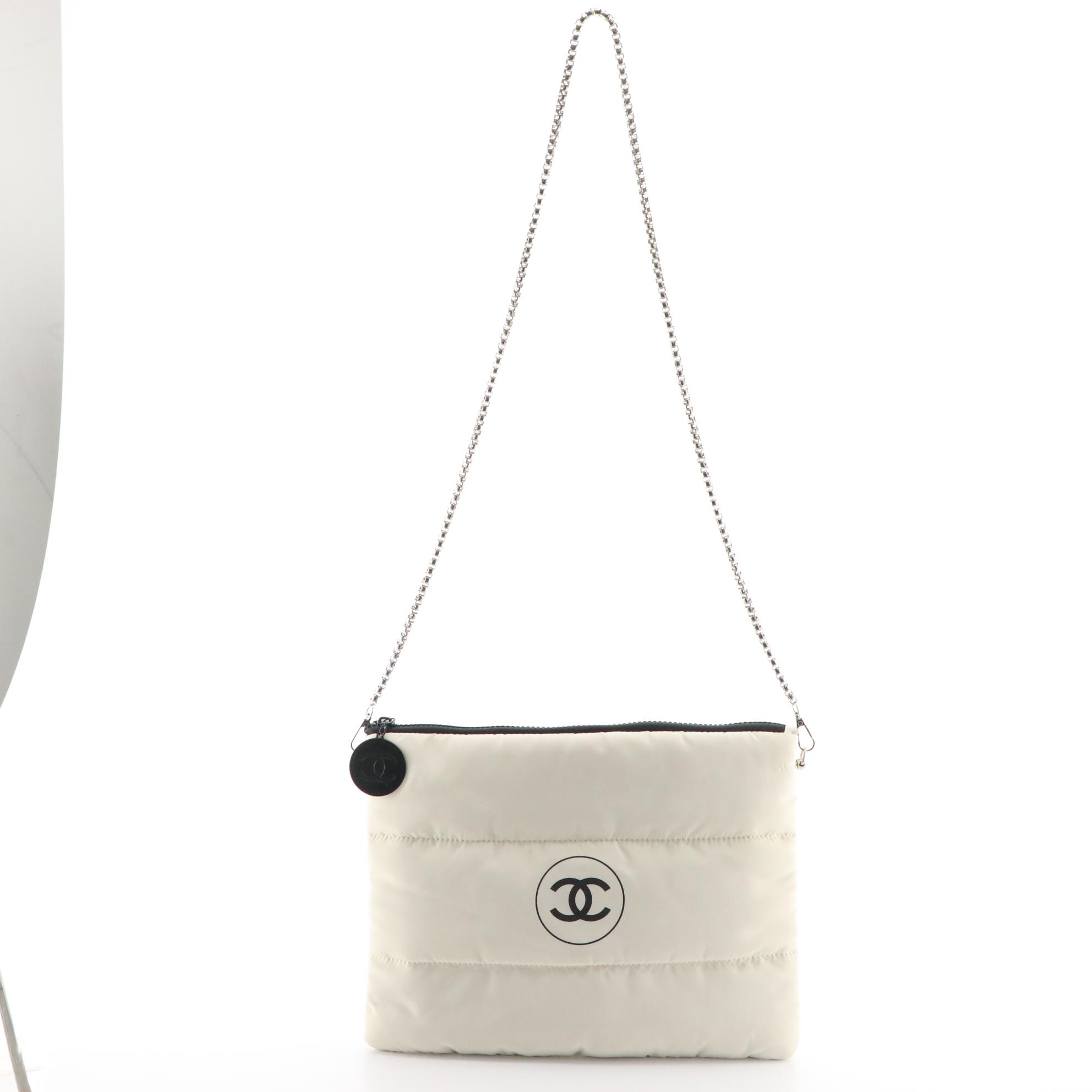 Chanel Beauté CC Medallion Quilted Zip Pouch with Chain Link Strap EBTH