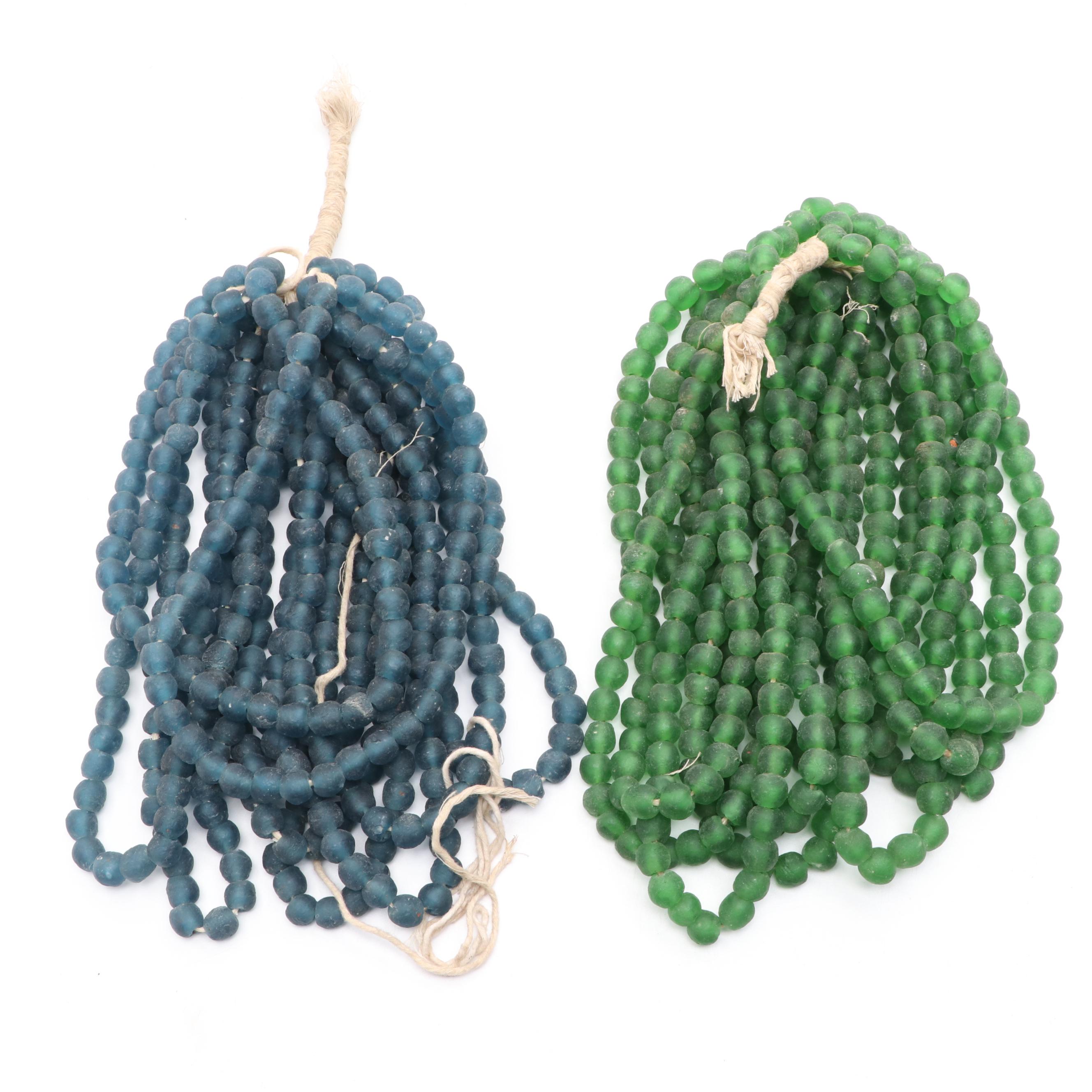 Dyed Green and Blue Quartz Bead Hanks