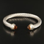 David Yurman "Cable Classic" Sterling Cuff and 14K with Citrine Terminals
