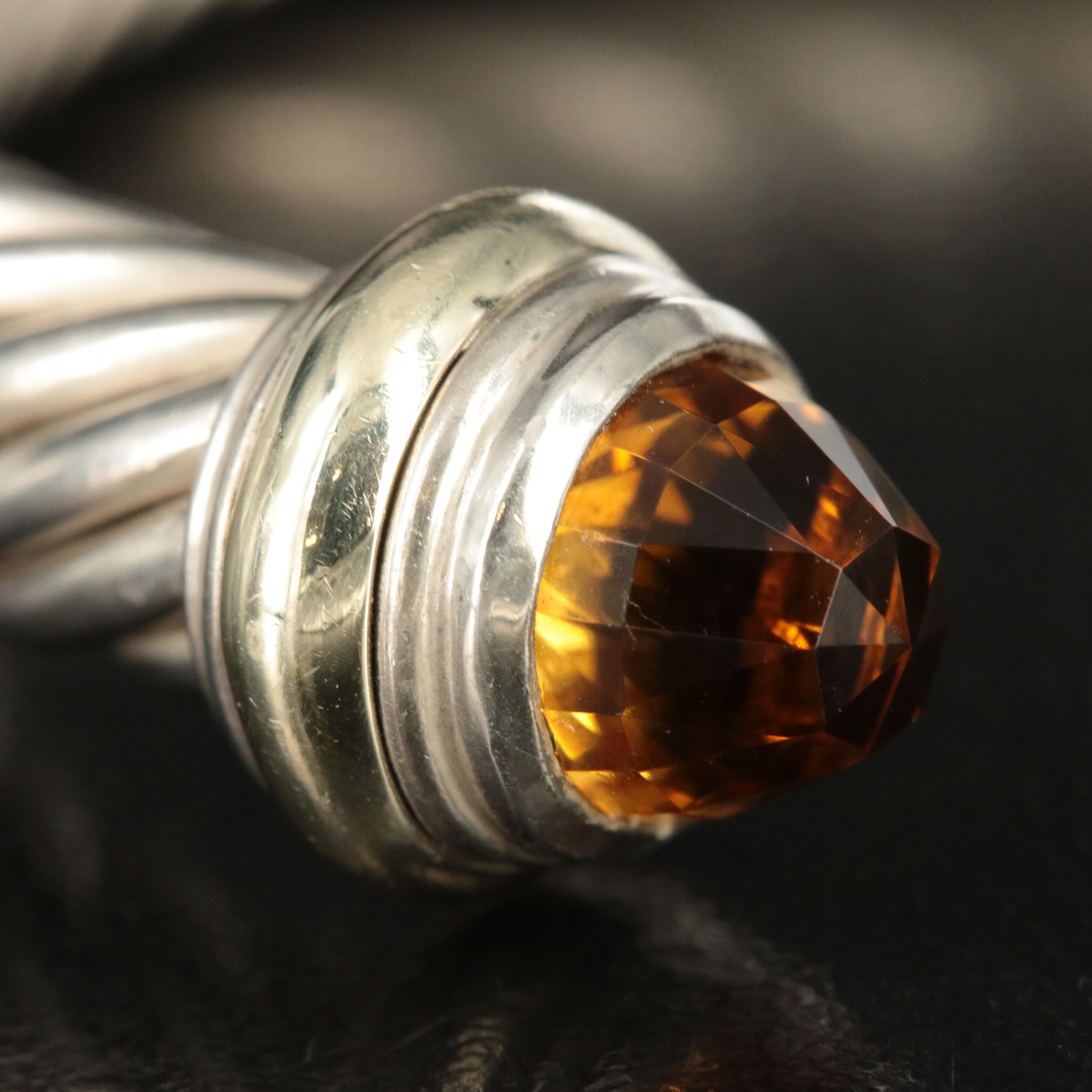 David Yurman "Cable Classic" Sterling Cuff and 14K with Citrine Terminals