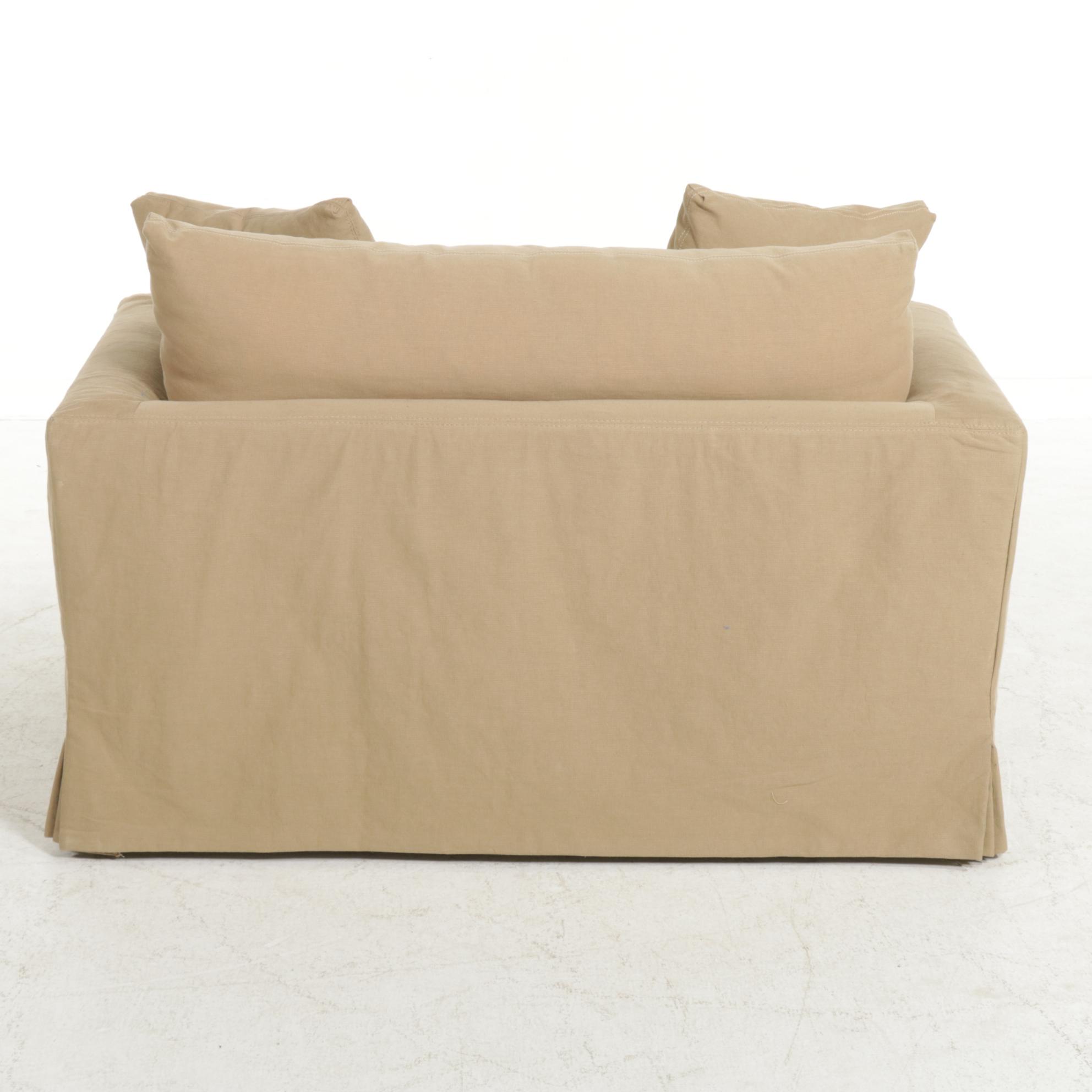 Contemporary Slipcovered Chair-and-a-Half with Throw Pillows
