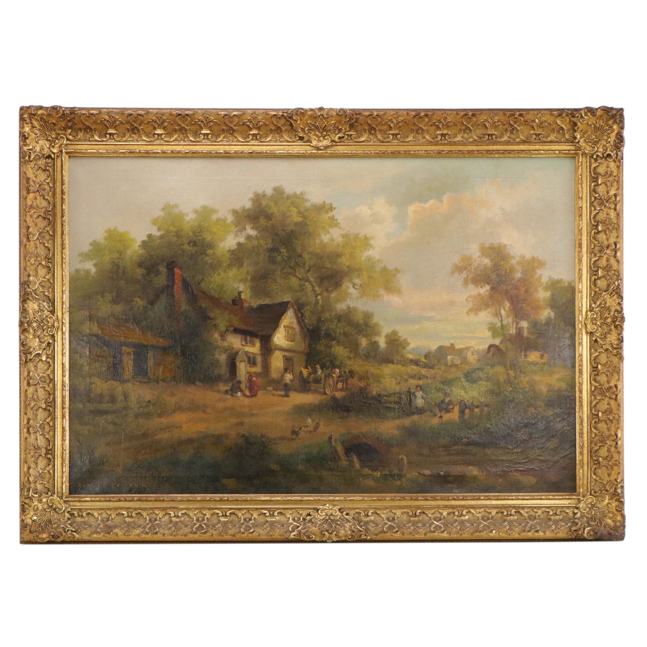 Henry T. Harvey Bucolic Residential Landscape Oil Painting