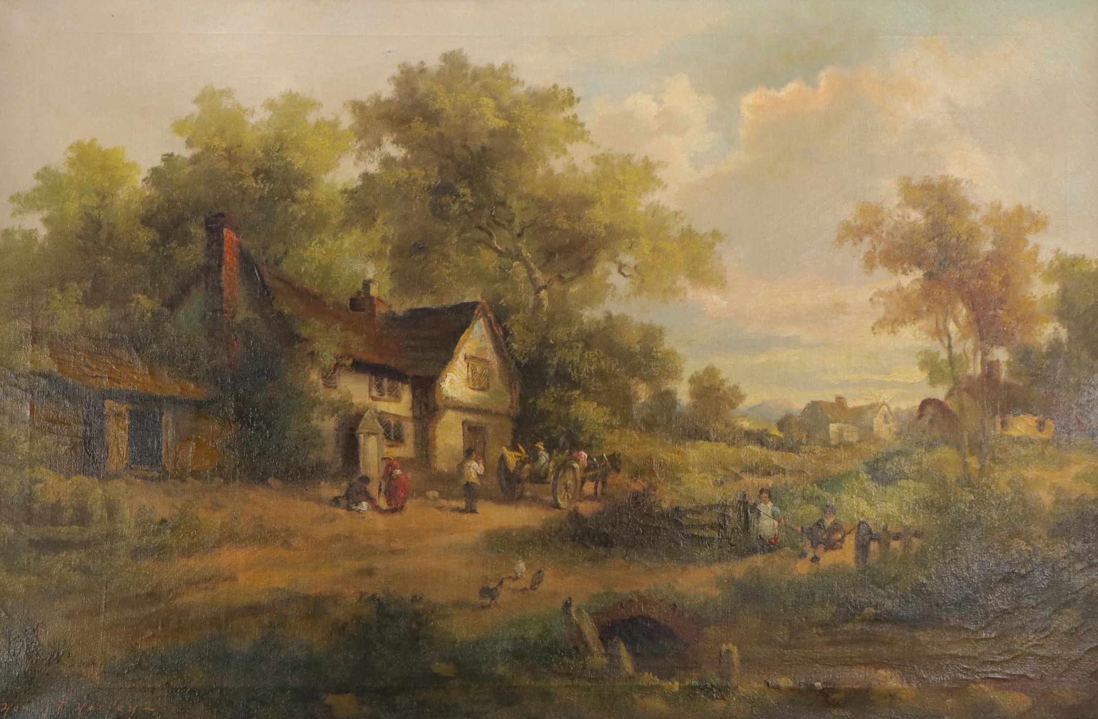 Henry T. Harvey Bucolic Residential Landscape Oil Painting