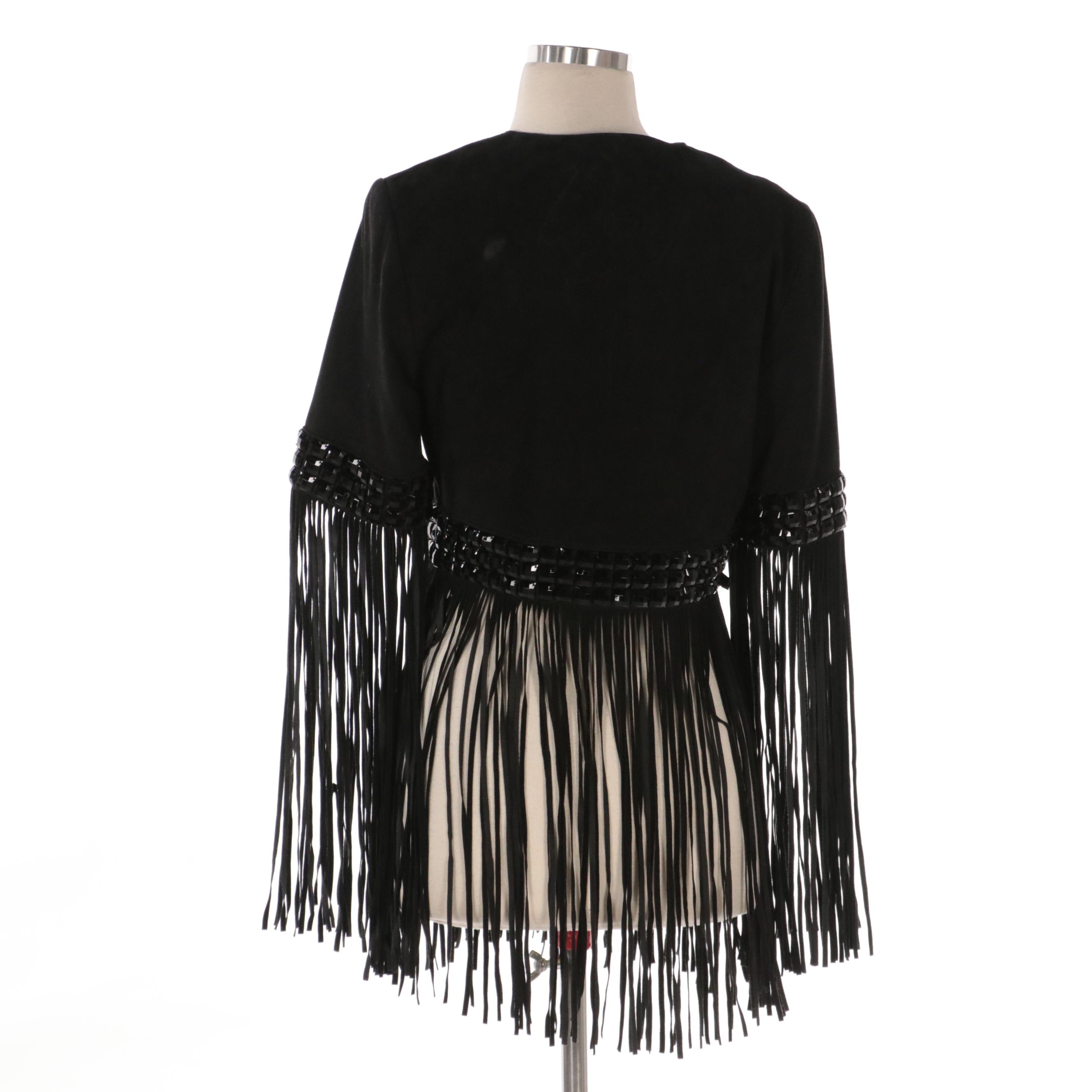 Haute Hippie Embellished Black Suede Fringe Jacket
