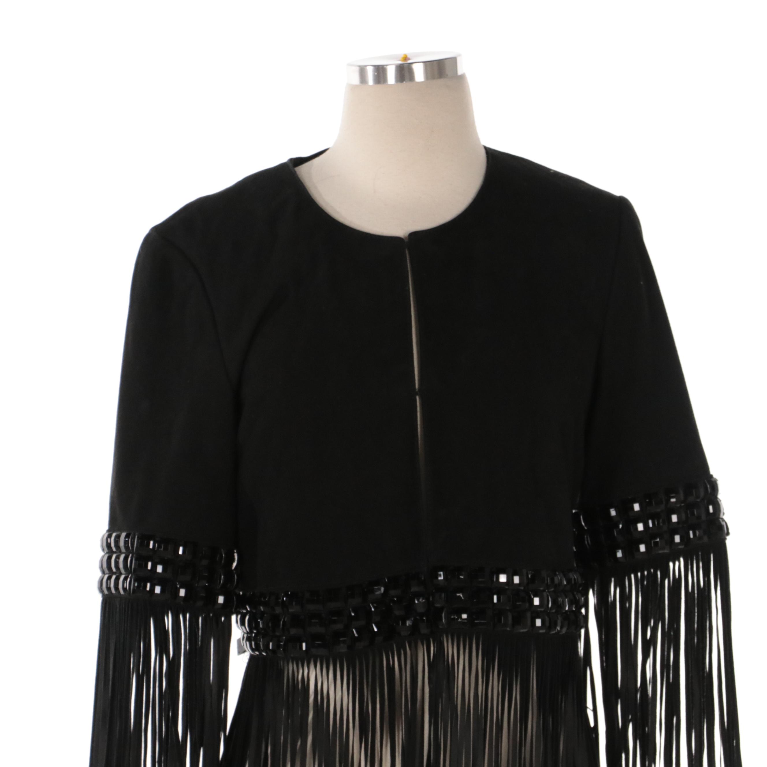 Haute Hippie Embellished Black Suede Fringe Jacket