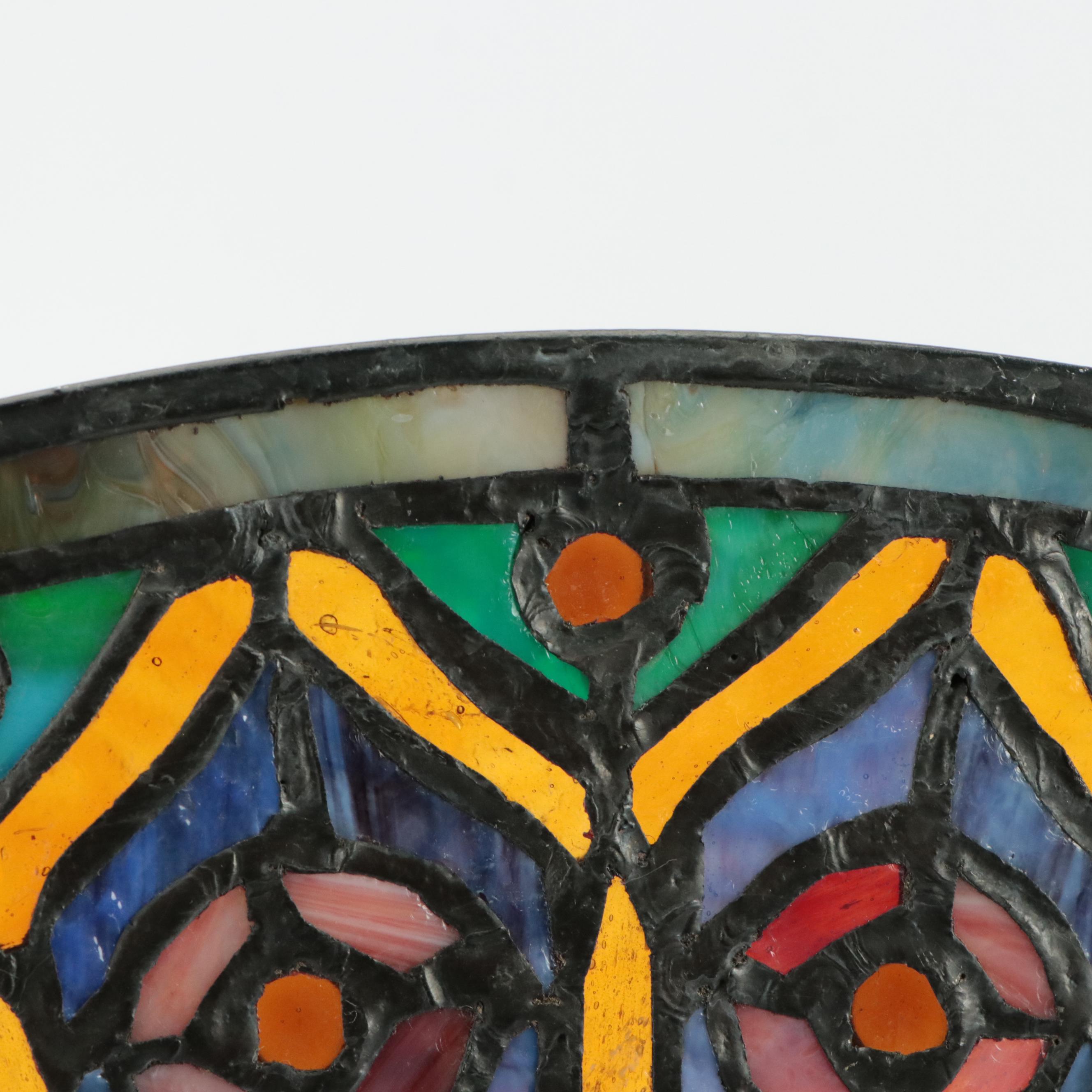 Hand-Crafted Stained and Slag Glass Rosette Sun Catcher