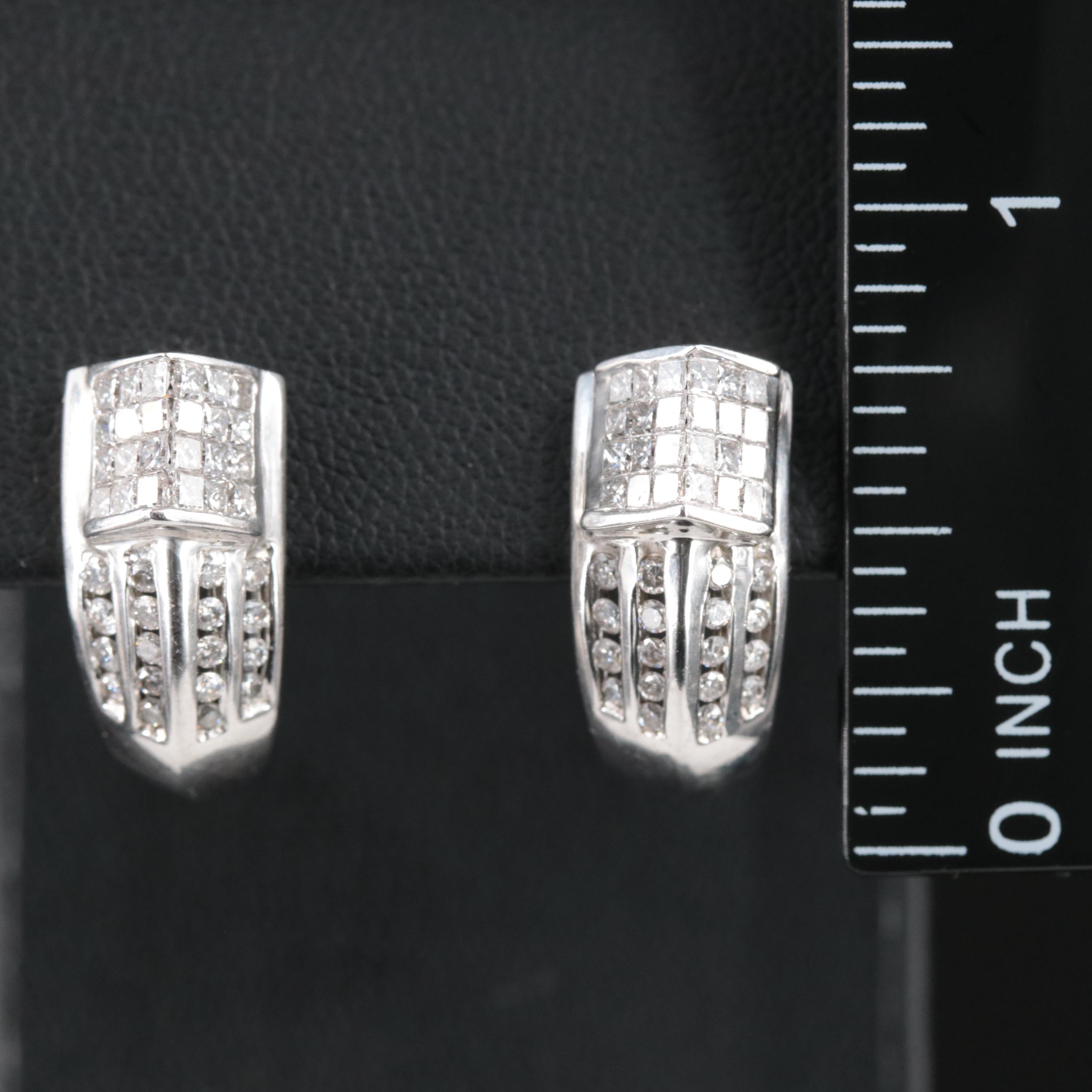 14K 1.51 CTW Diamond J Hoop Earrings