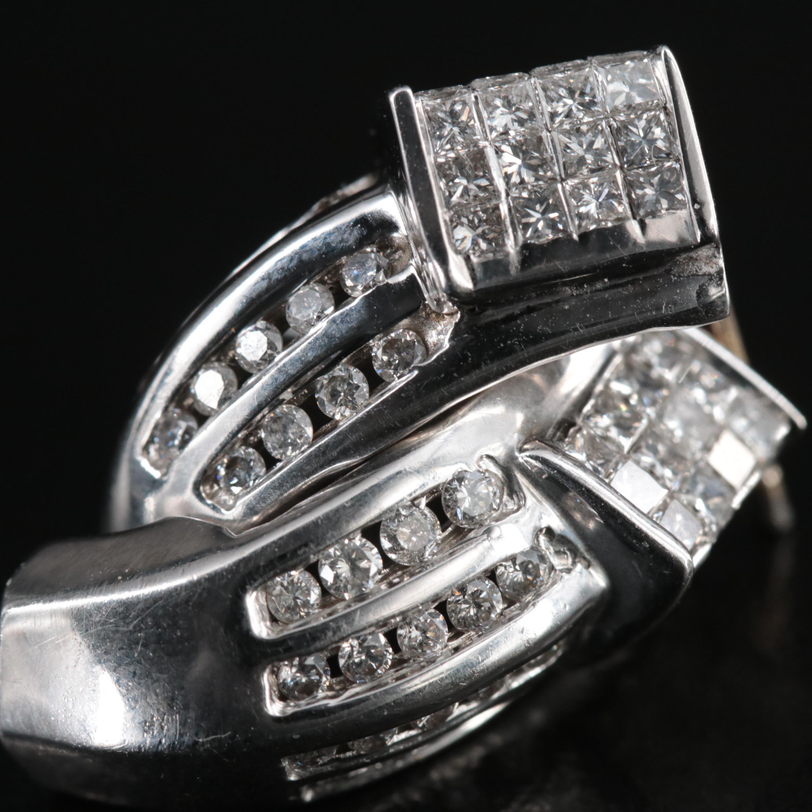 14K 1.51 CTW Diamond J Hoop Earrings