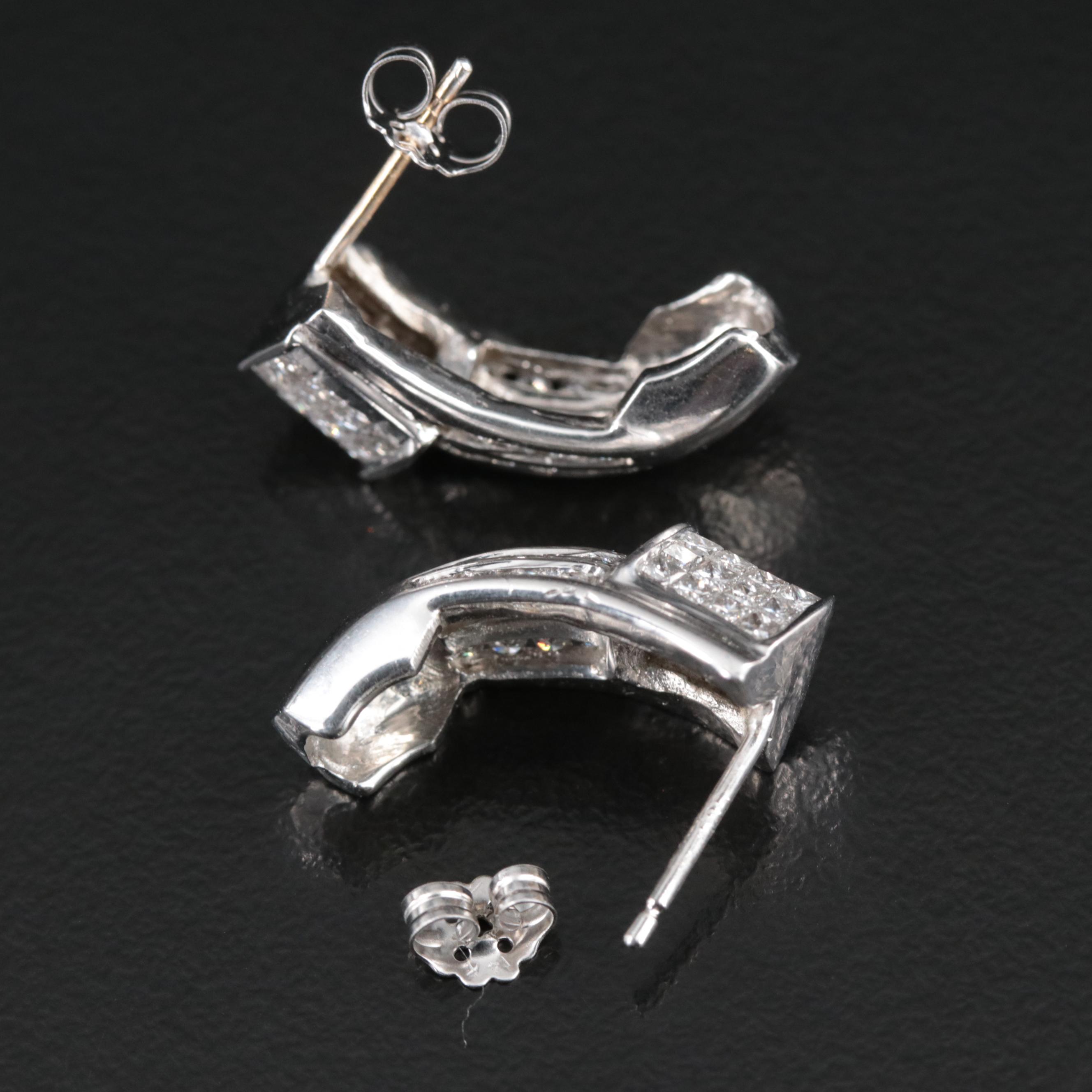 14K 1.51 CTW Diamond J Hoop Earrings