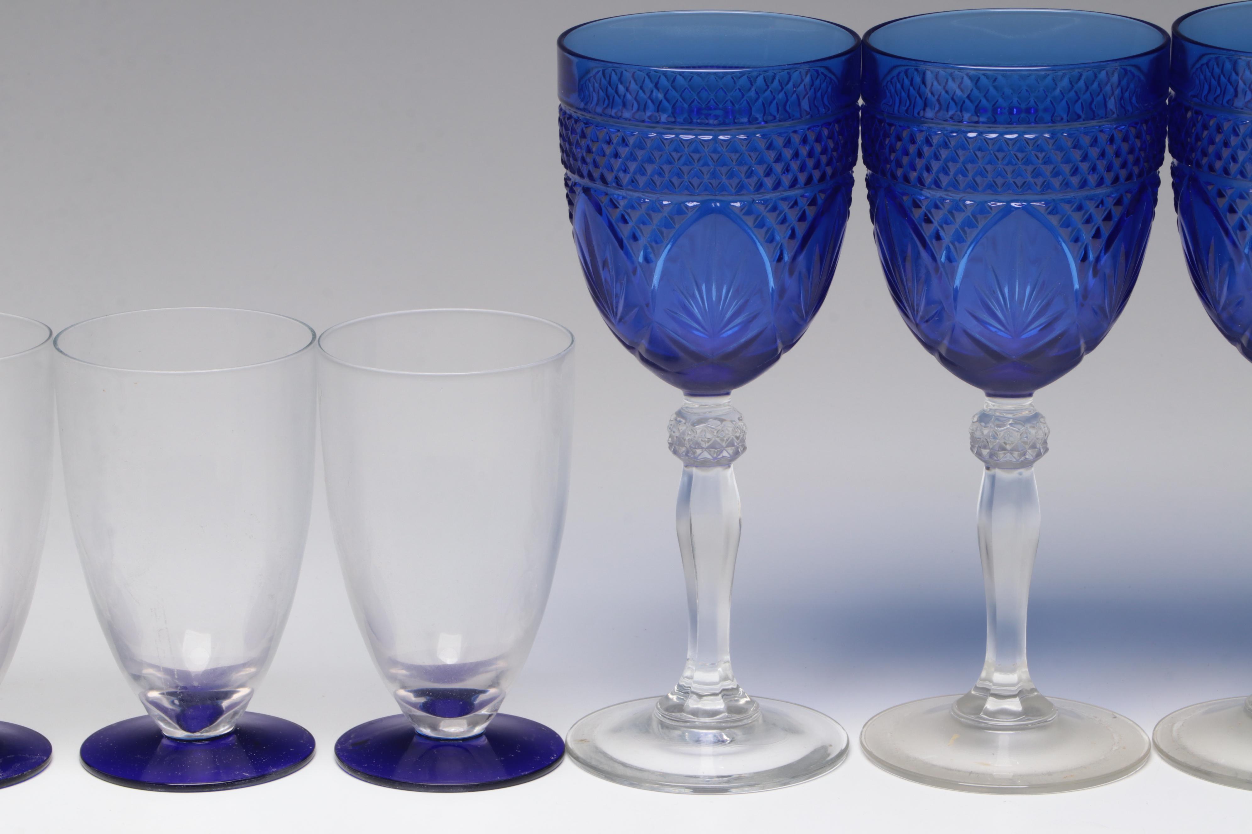 Cristal d'ArquesDurand "Antique Sapphire Blue" Wine Glasses and Other Glassware EBTH