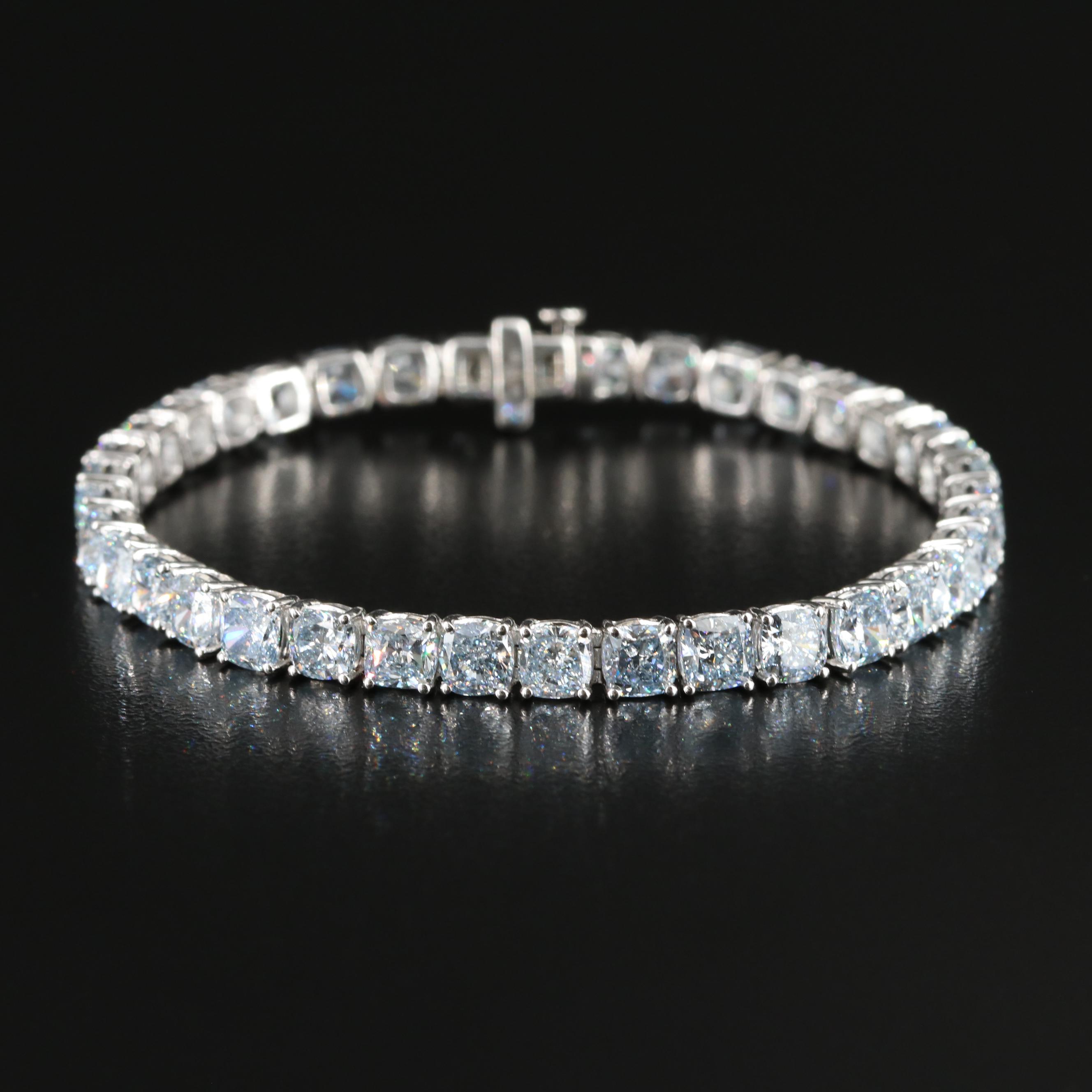 14K 19.50 CTW Fancy Light Blue Lab Grown Diamond Bracelet