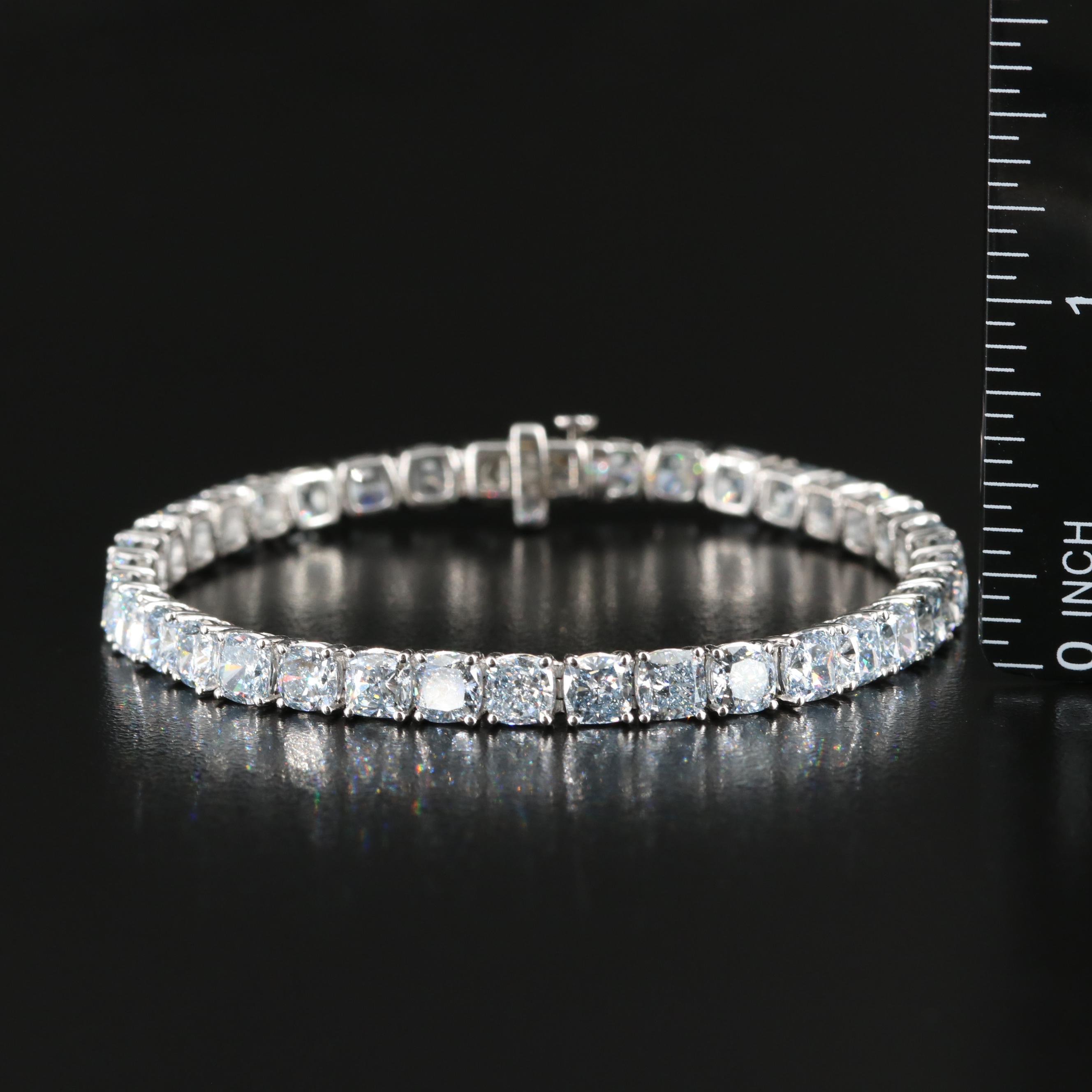 14K 19.50 CTW Fancy Light Blue Lab Grown Diamond Bracelet