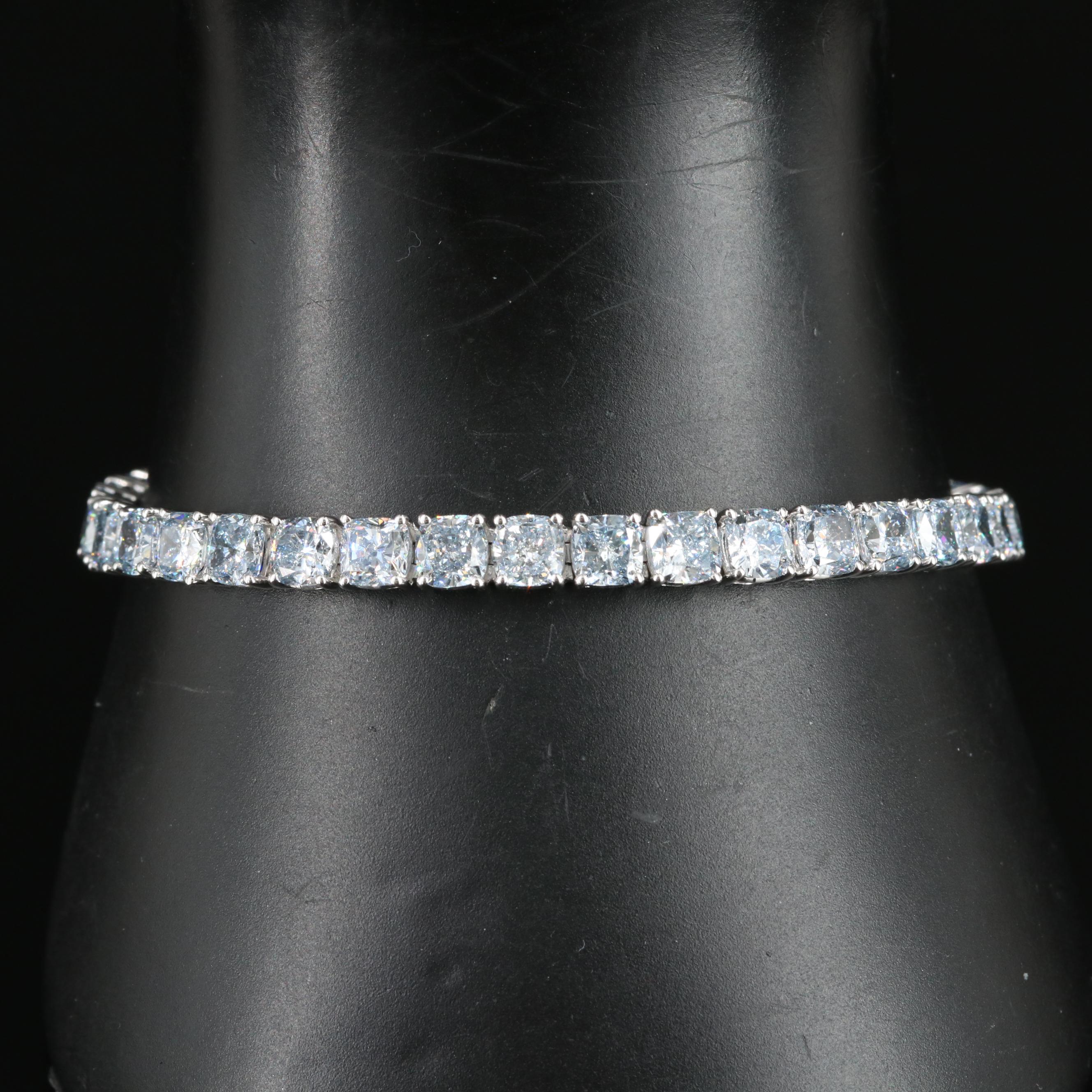14K 19.50 CTW Fancy Light Blue Lab Grown Diamond Bracelet