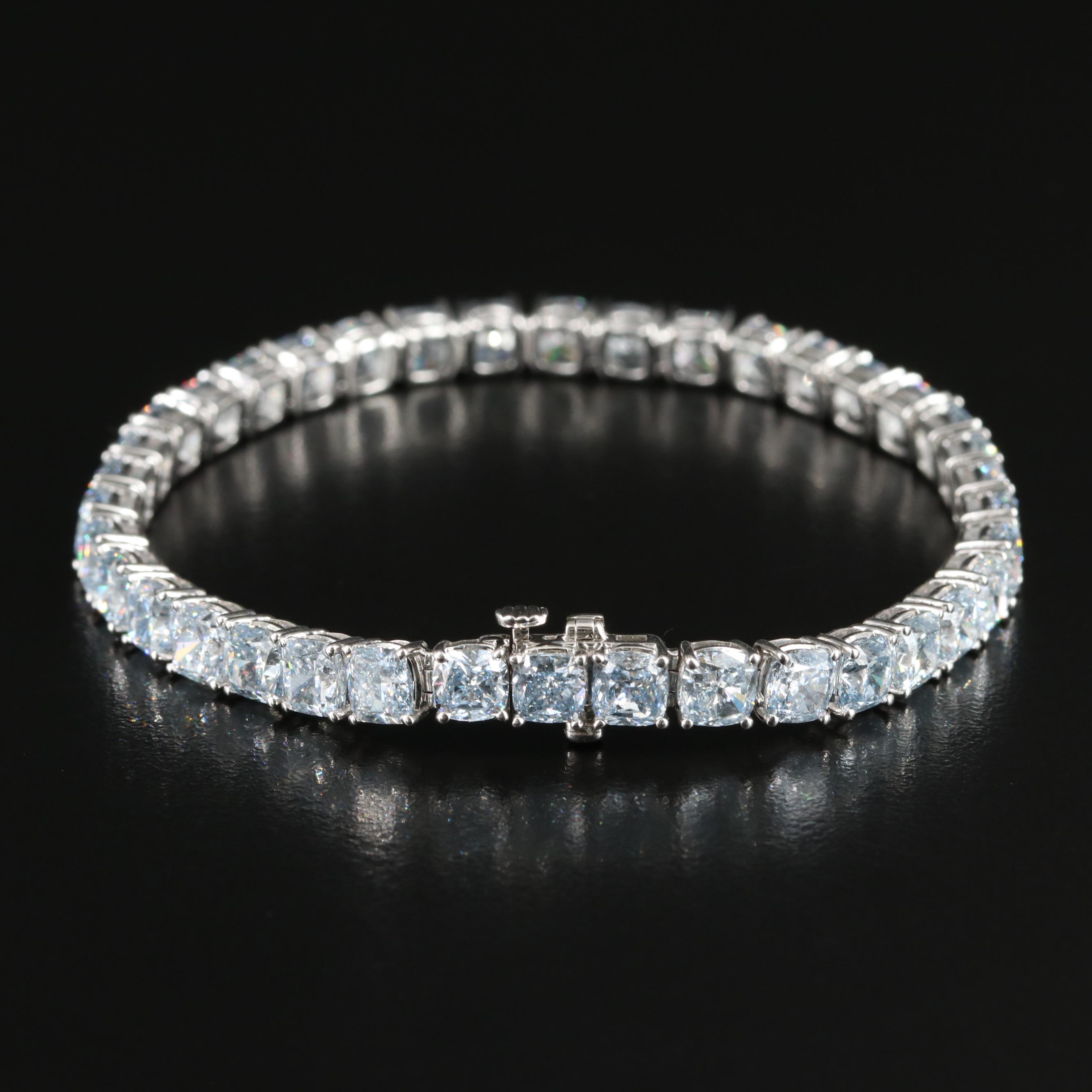 14K 19.50 CTW Fancy Light Blue Lab Grown Diamond Bracelet