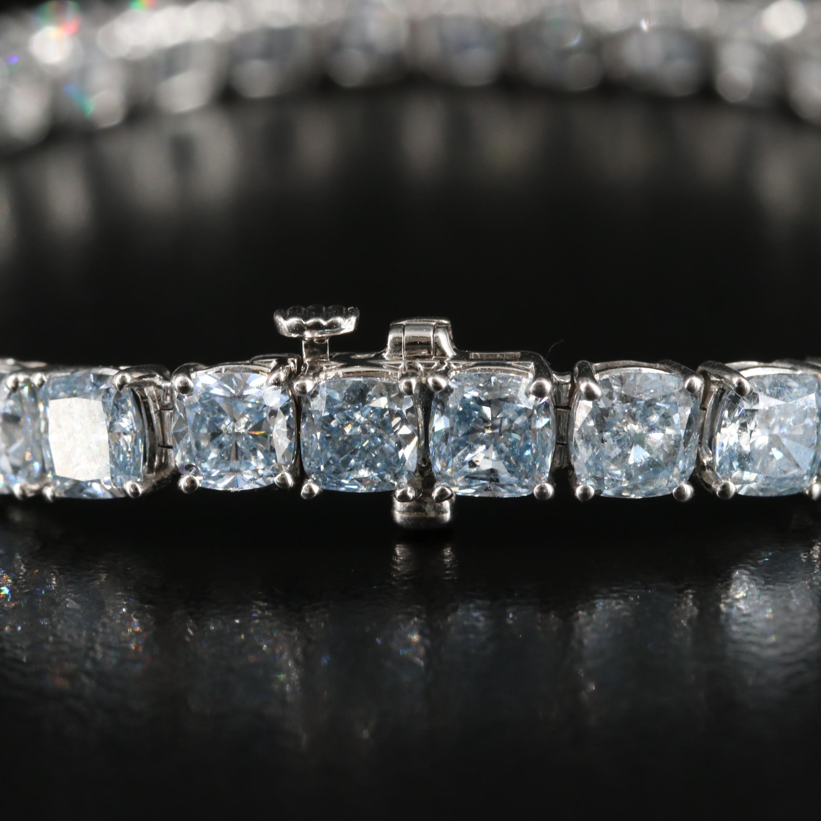 14K 19.50 CTW Fancy Light Blue Lab Grown Diamond Bracelet