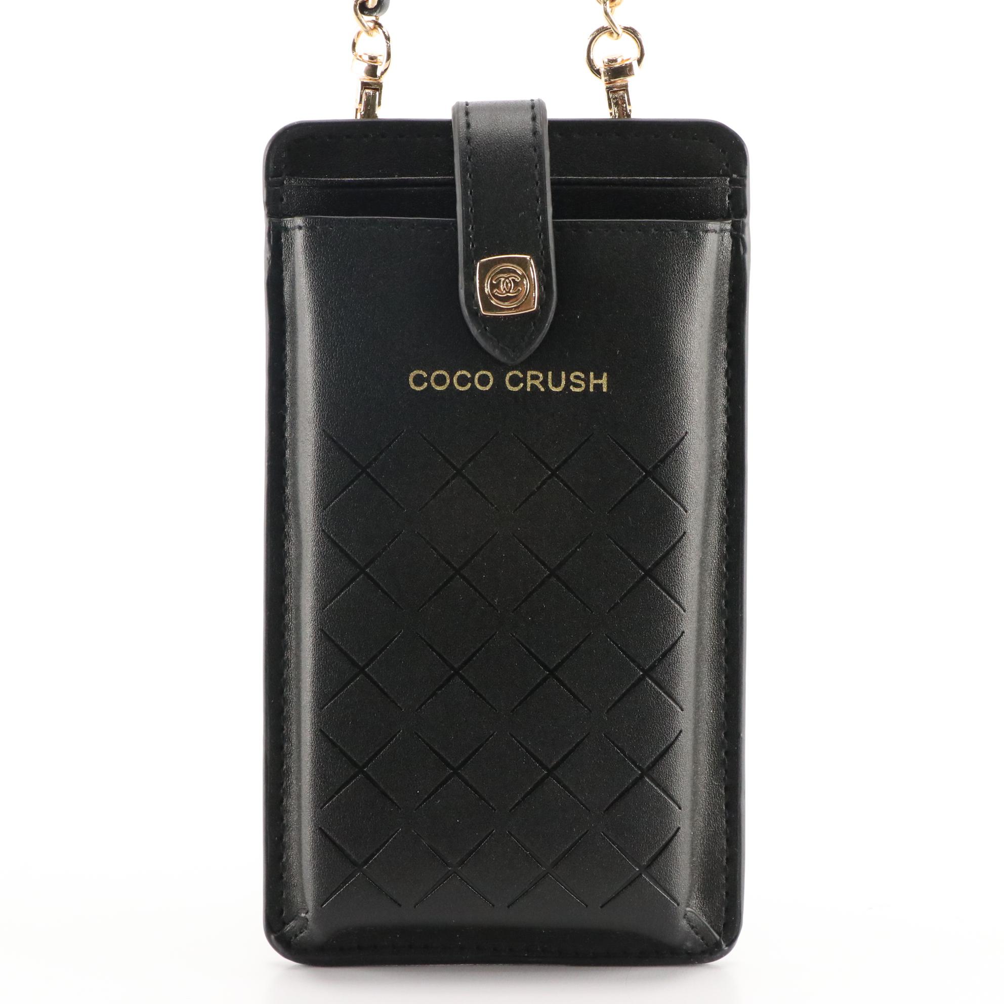 Chanel Black Coco Crush Phone Case Crossbody with Interwoven Chain Strap
