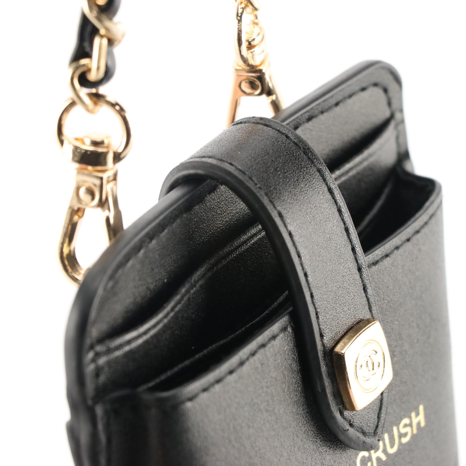 Chanel Black Coco Crush Phone Case Crossbody with Interwoven Chain Strap