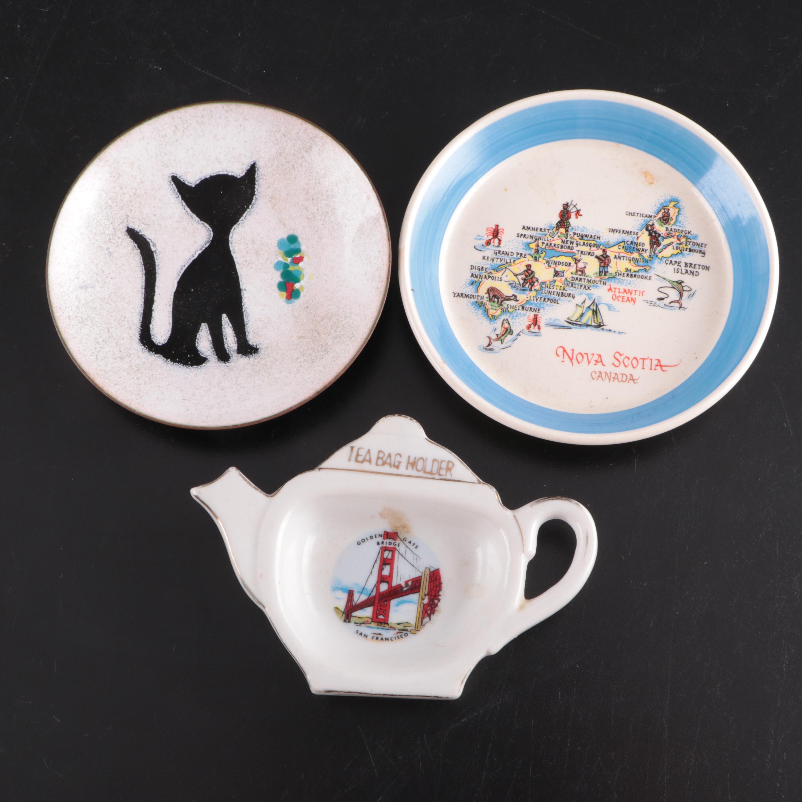 Indiana Glass Sleeping Cat on Nest Candy Dish and Other Cat Themed