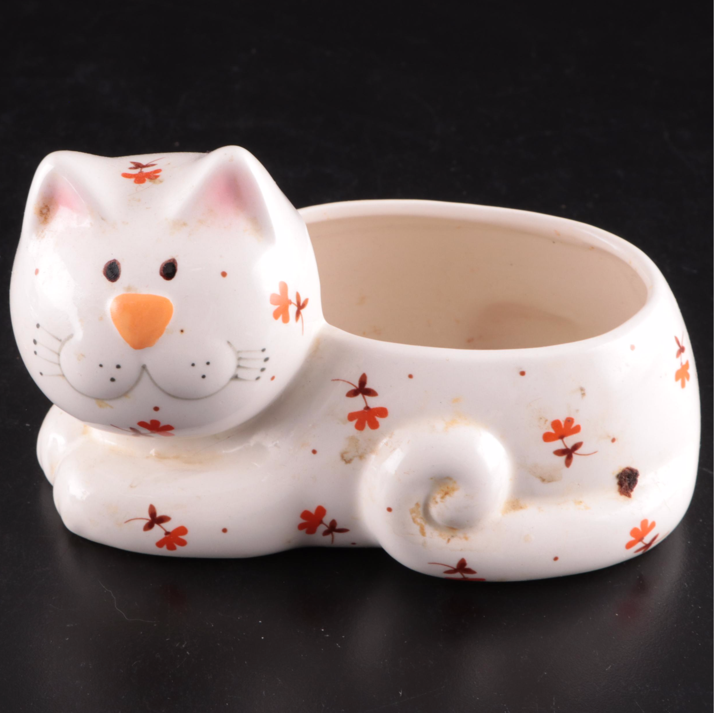 Indiana Glass Sleeping Cat on Nest Candy Dish and Other Cat Themed